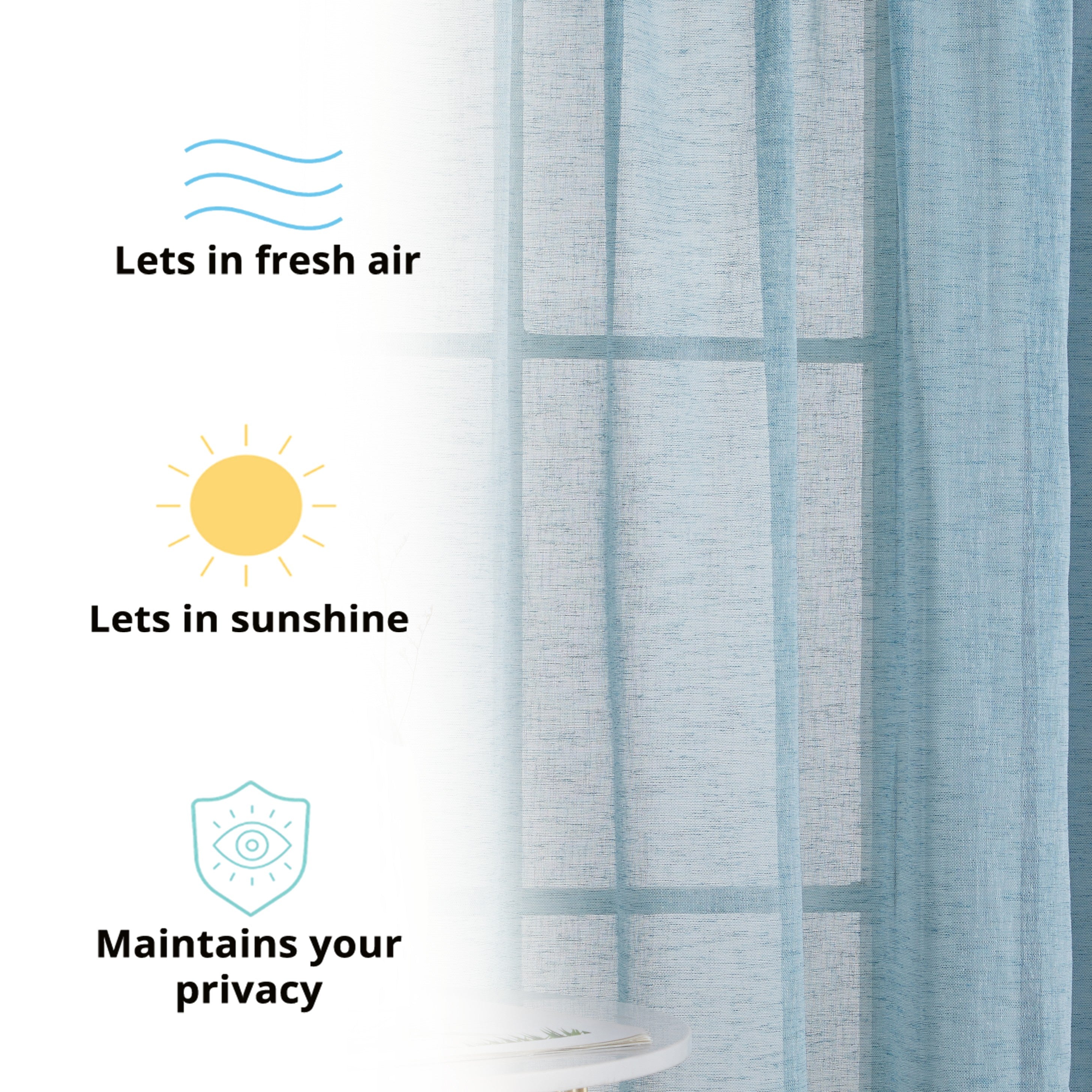 Penelope Faux Linen Sheer Curtain Panels