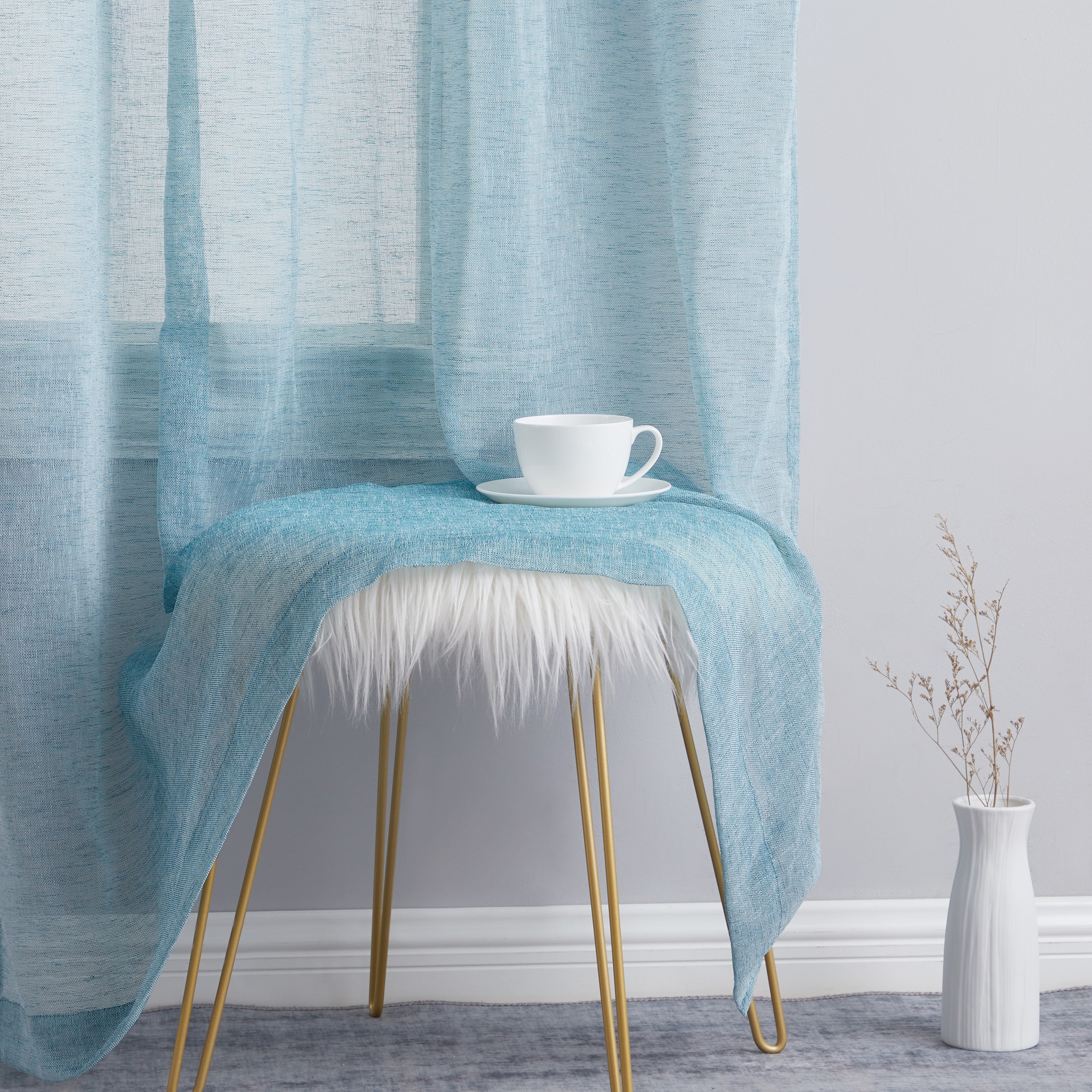 Penelope Faux Linen Sheer Curtain Panels