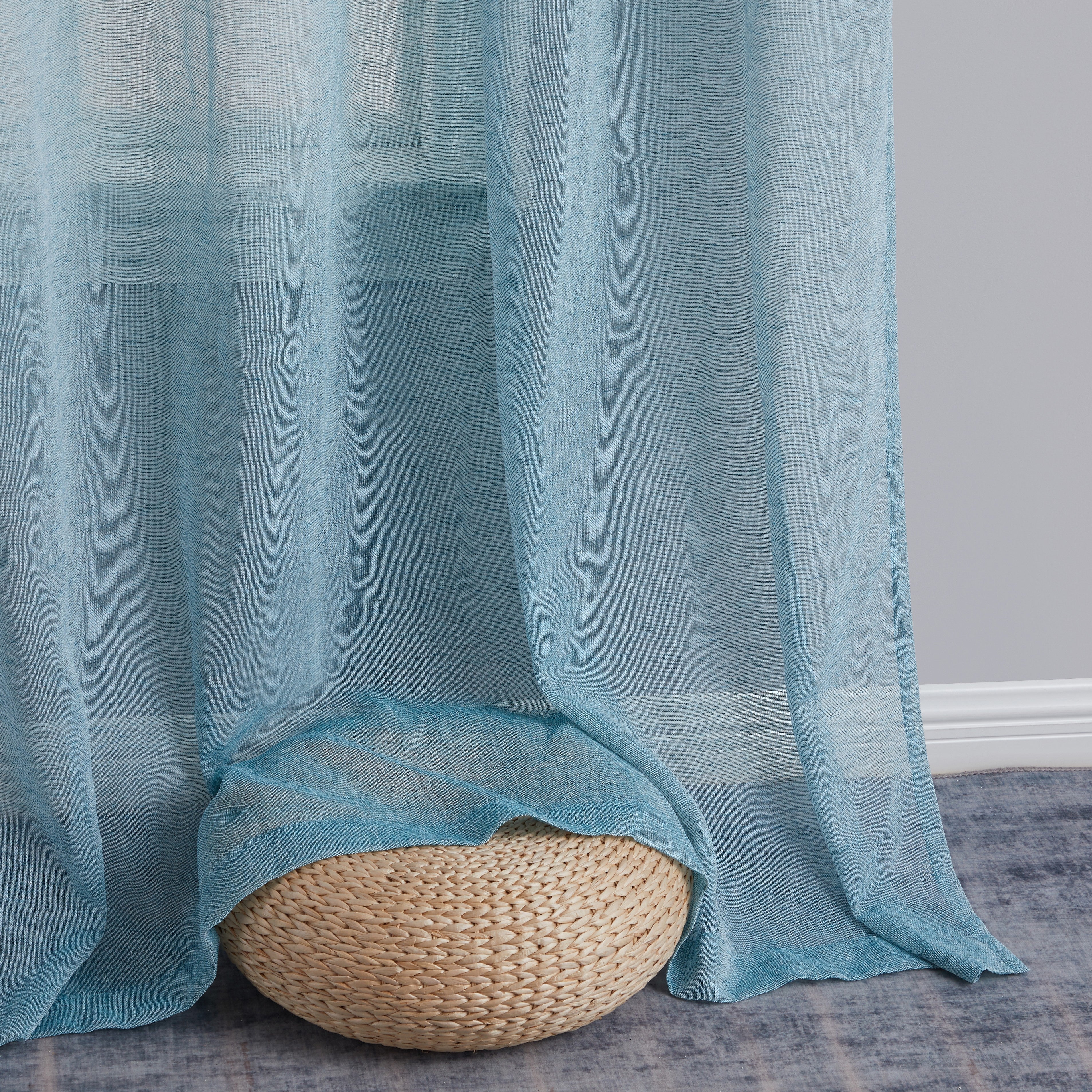 Penelope Faux Linen Sheer Curtain Panels