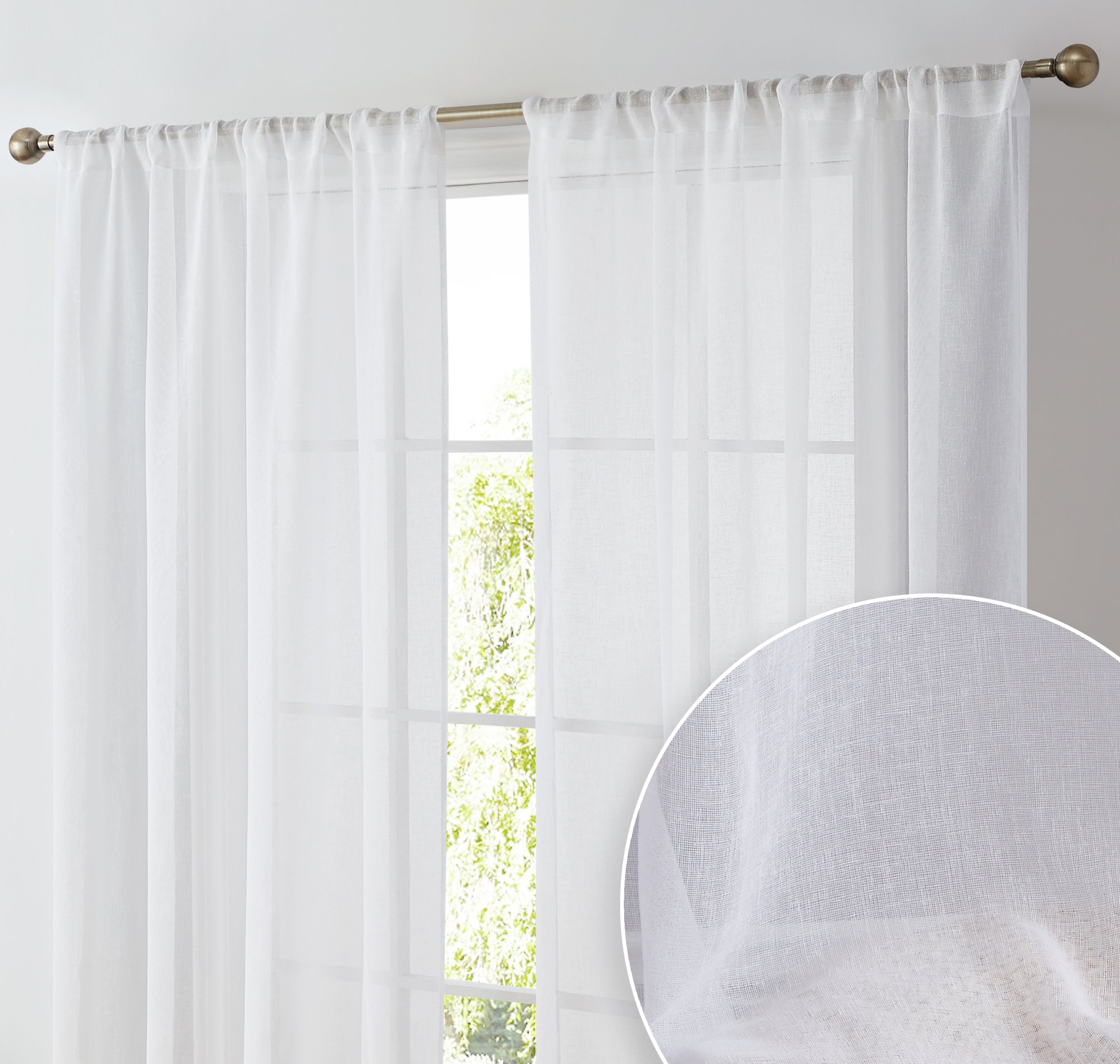 Penelope Faux Linen Sheer Curtain Panels
