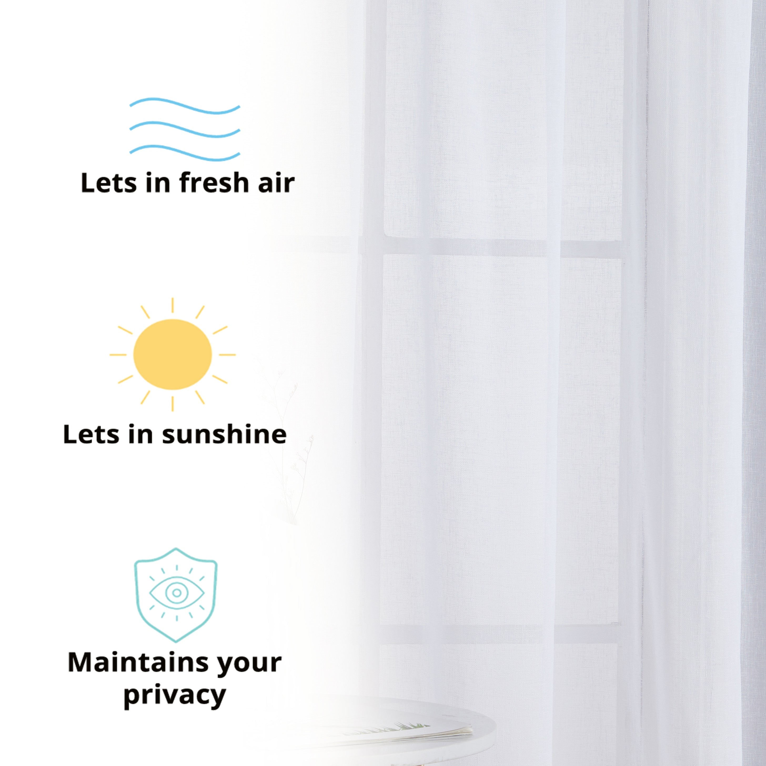 Penelope Faux Linen Sheer Curtain Panels