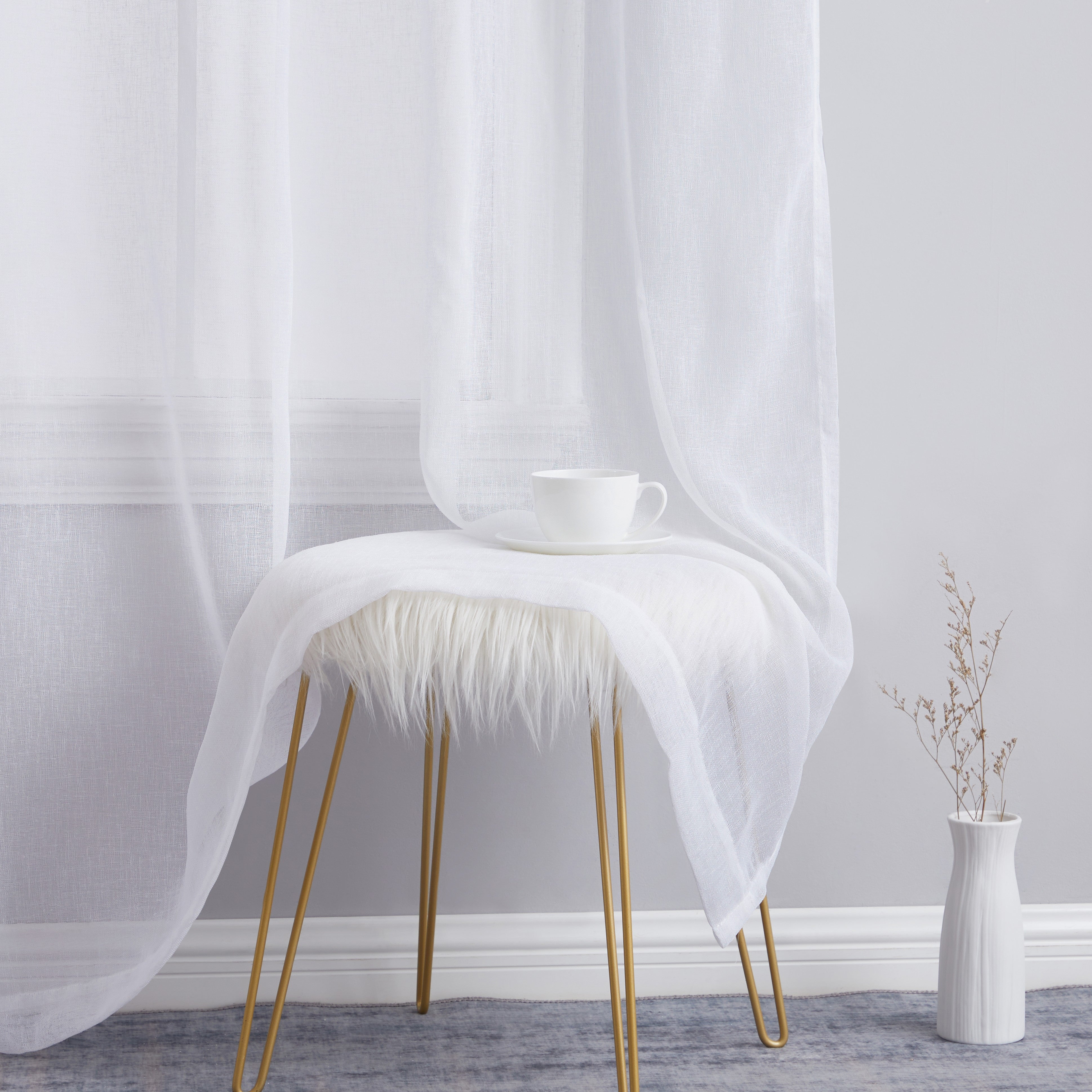 Penelope Faux Linen Sheer Curtain Panels