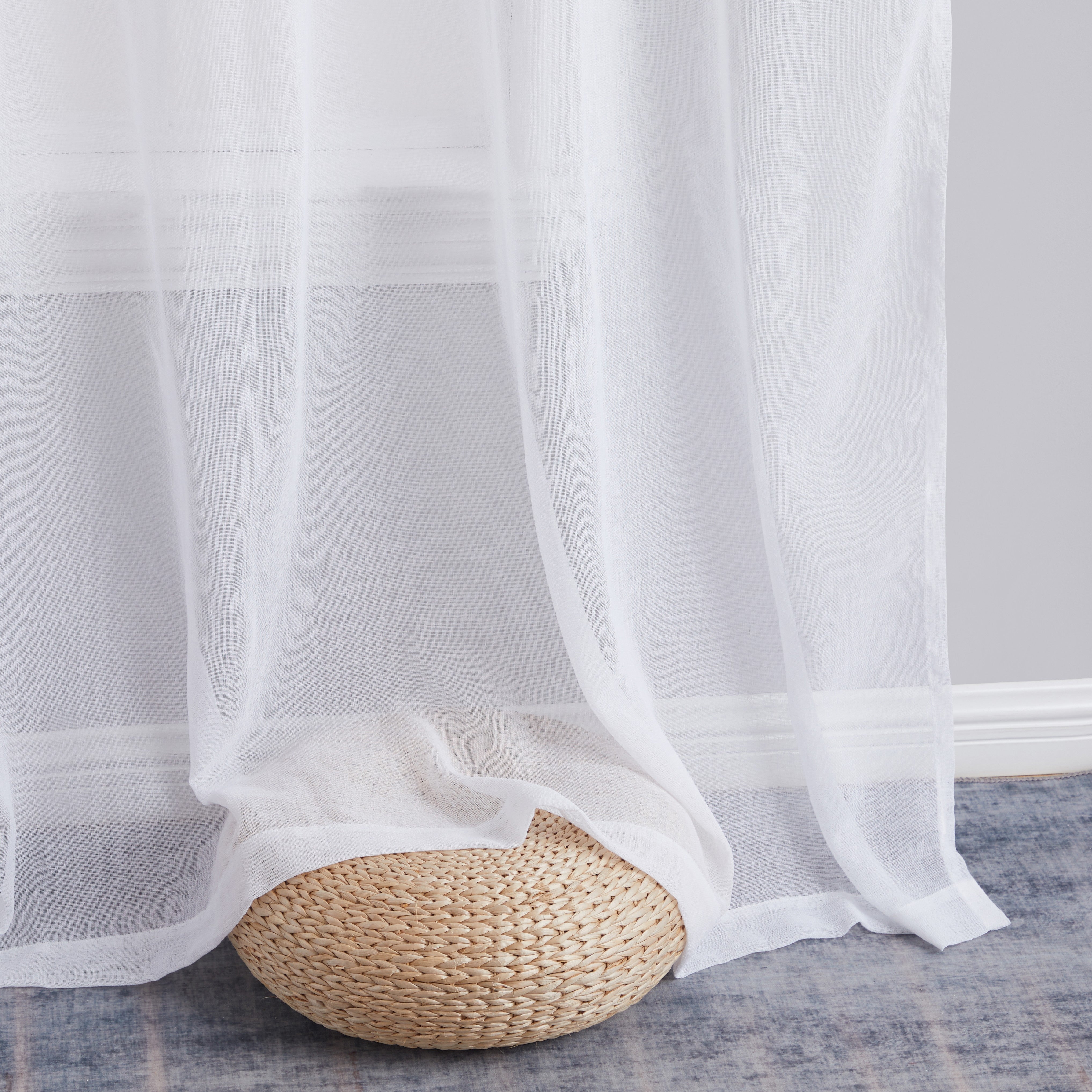 Penelope Faux Linen Sheer Curtain Panels