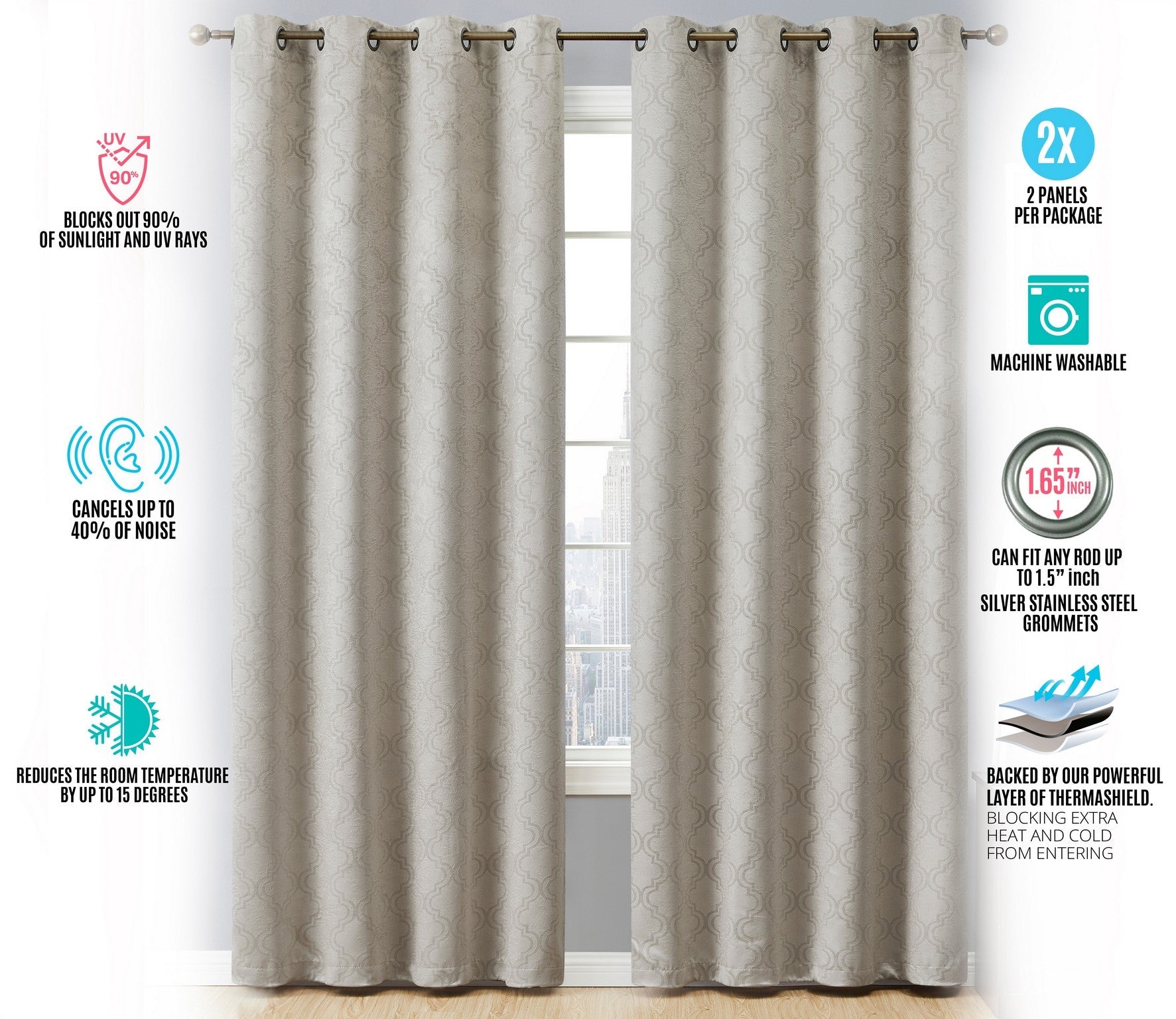 Redmont Lattice Room Darkening Grommet Curtain Panels