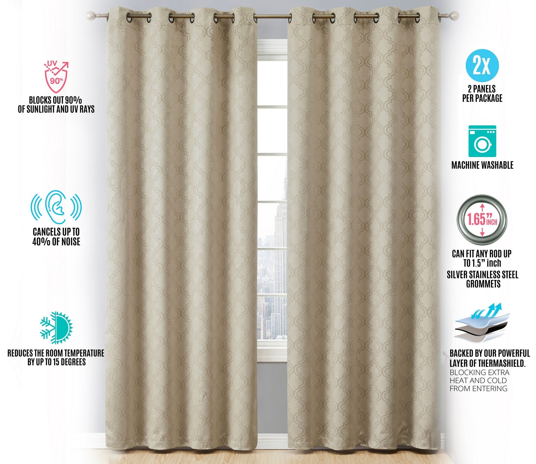 Redmont Lattice Room Darkening Grommet Curtain Panels