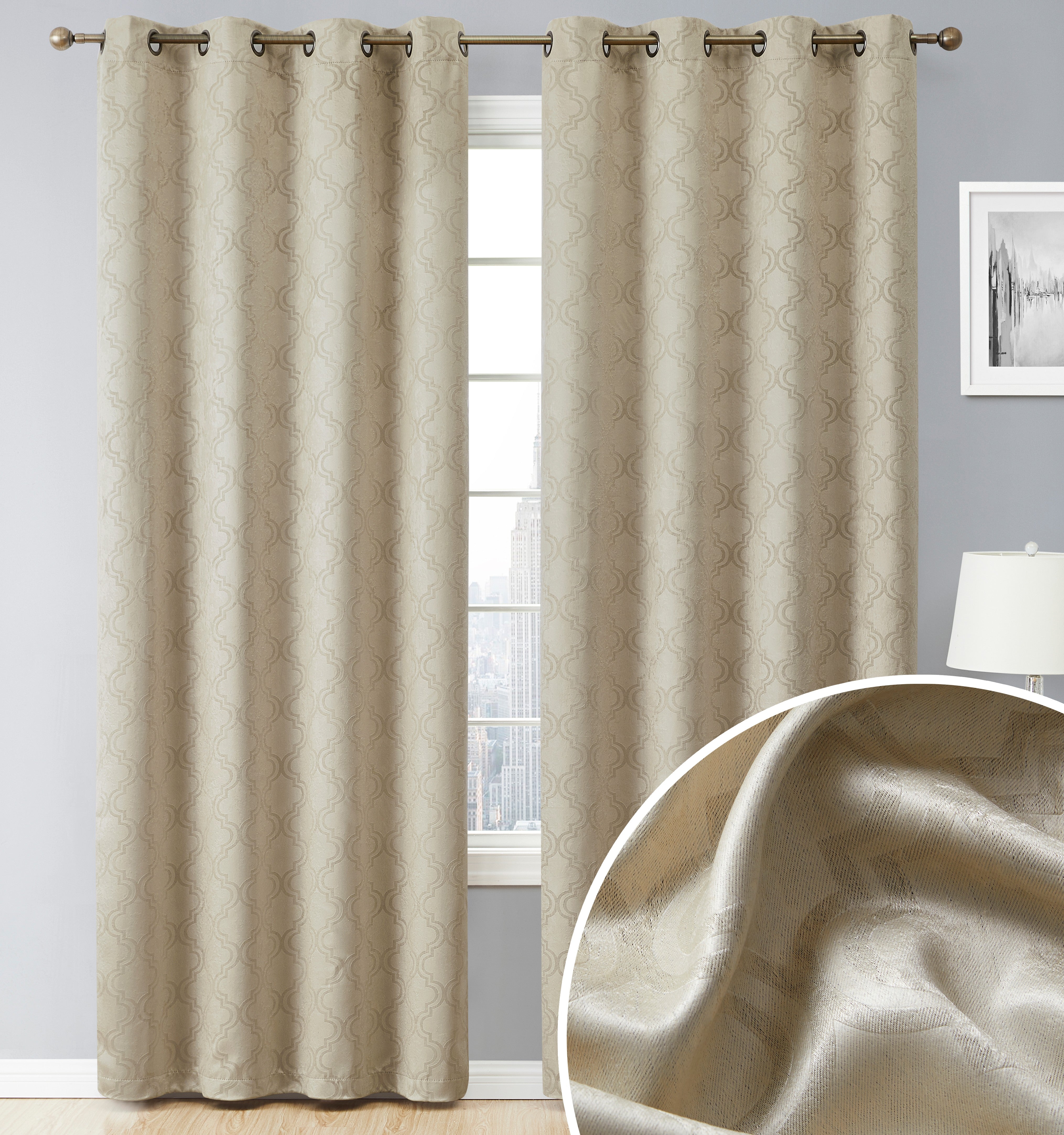 Redmont Lattice Room Darkening Grommet Curtain Panels