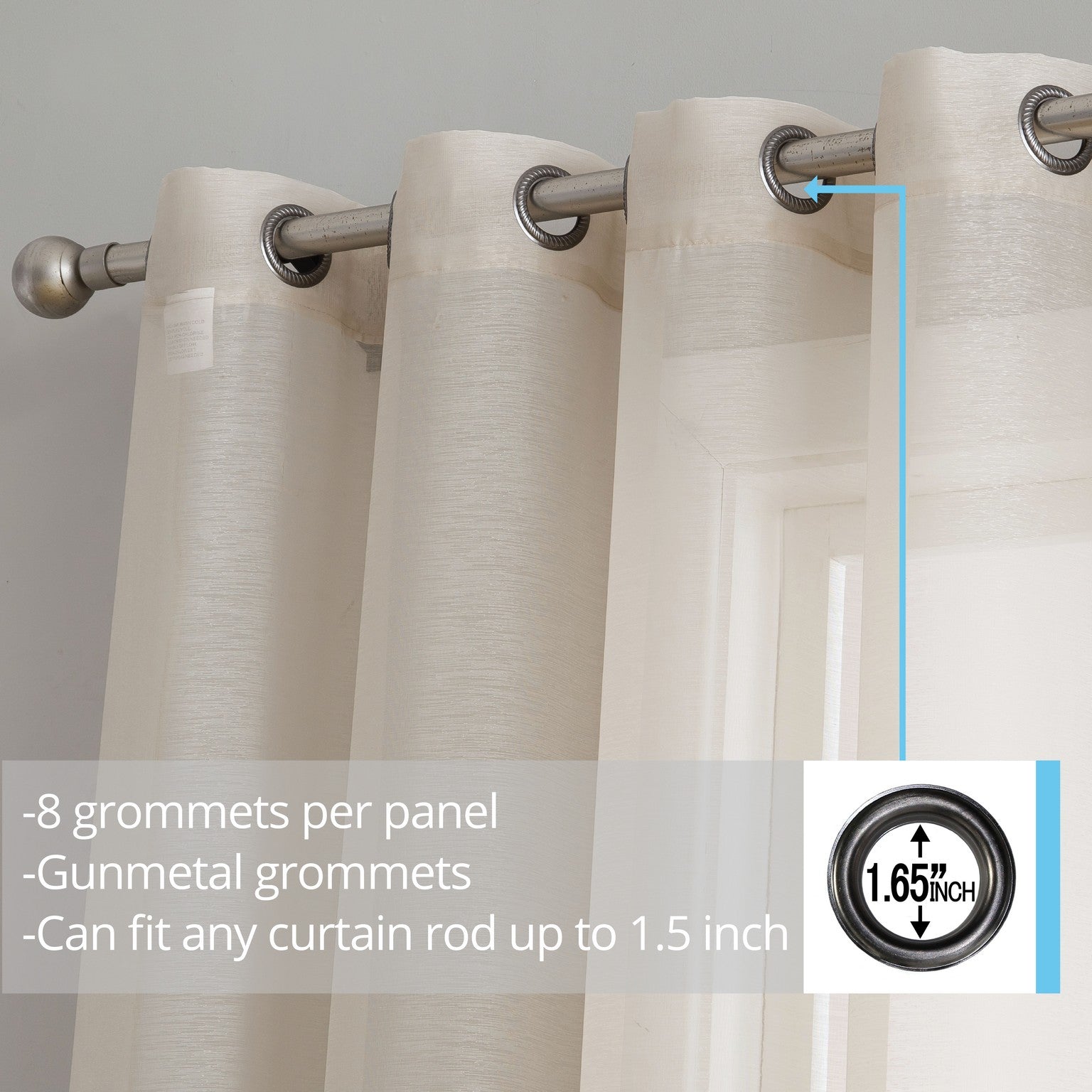 Victoria Semi-Sheer Grommet Curtain Panels