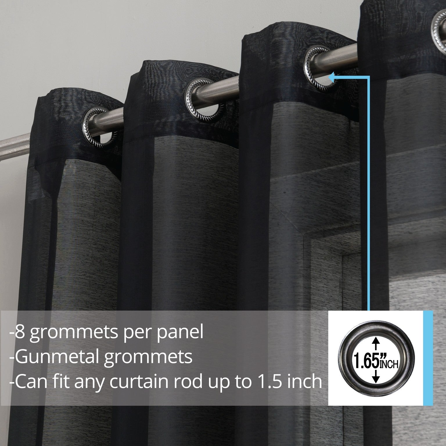 Victoria Semi-Sheer Grommet Curtain Panels