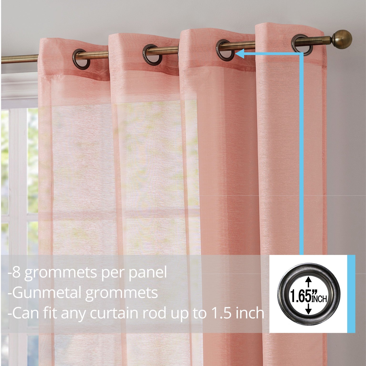 Victoria Semi-Sheer Grommet Curtain Panels