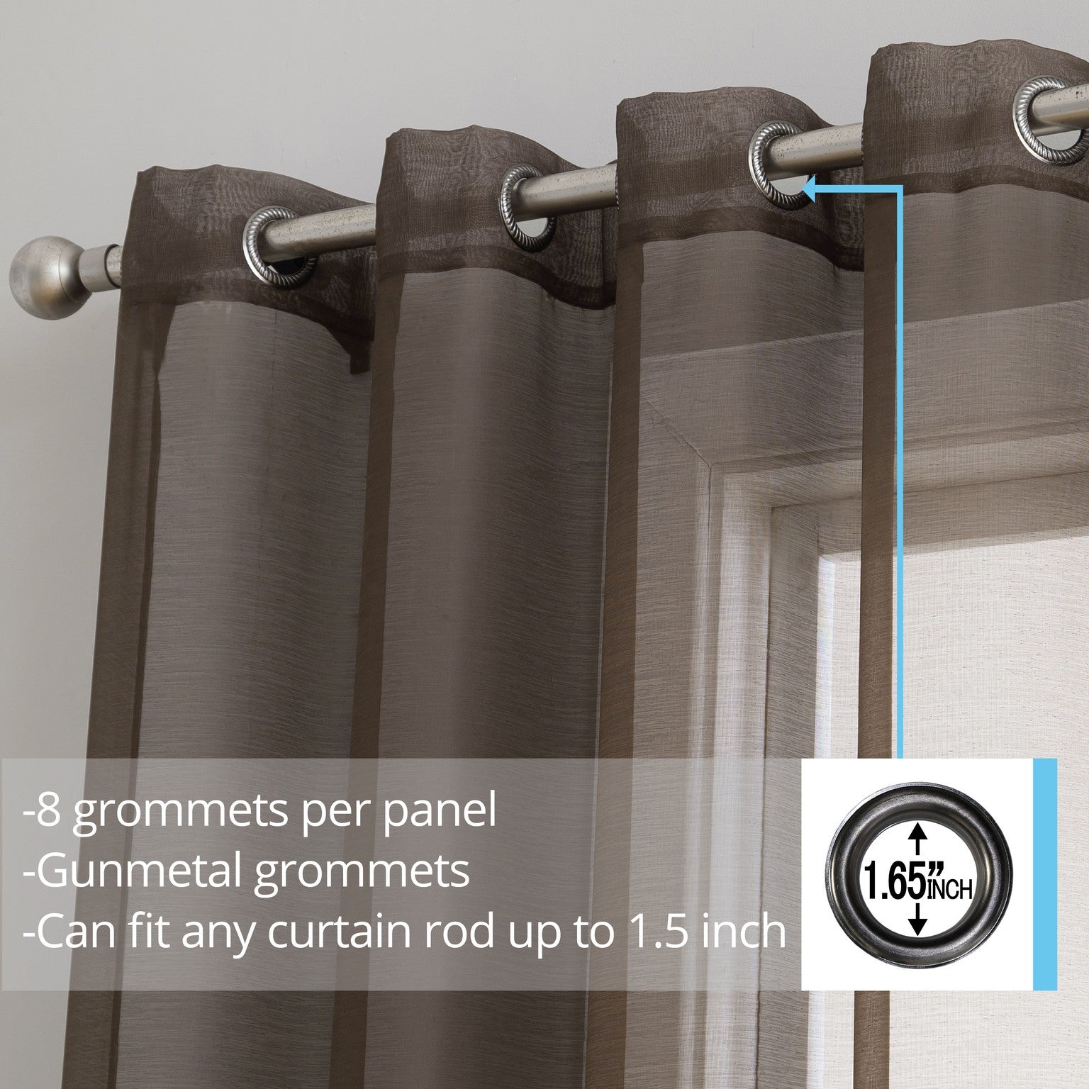 Victoria Semi-Sheer Grommet Curtain Panels