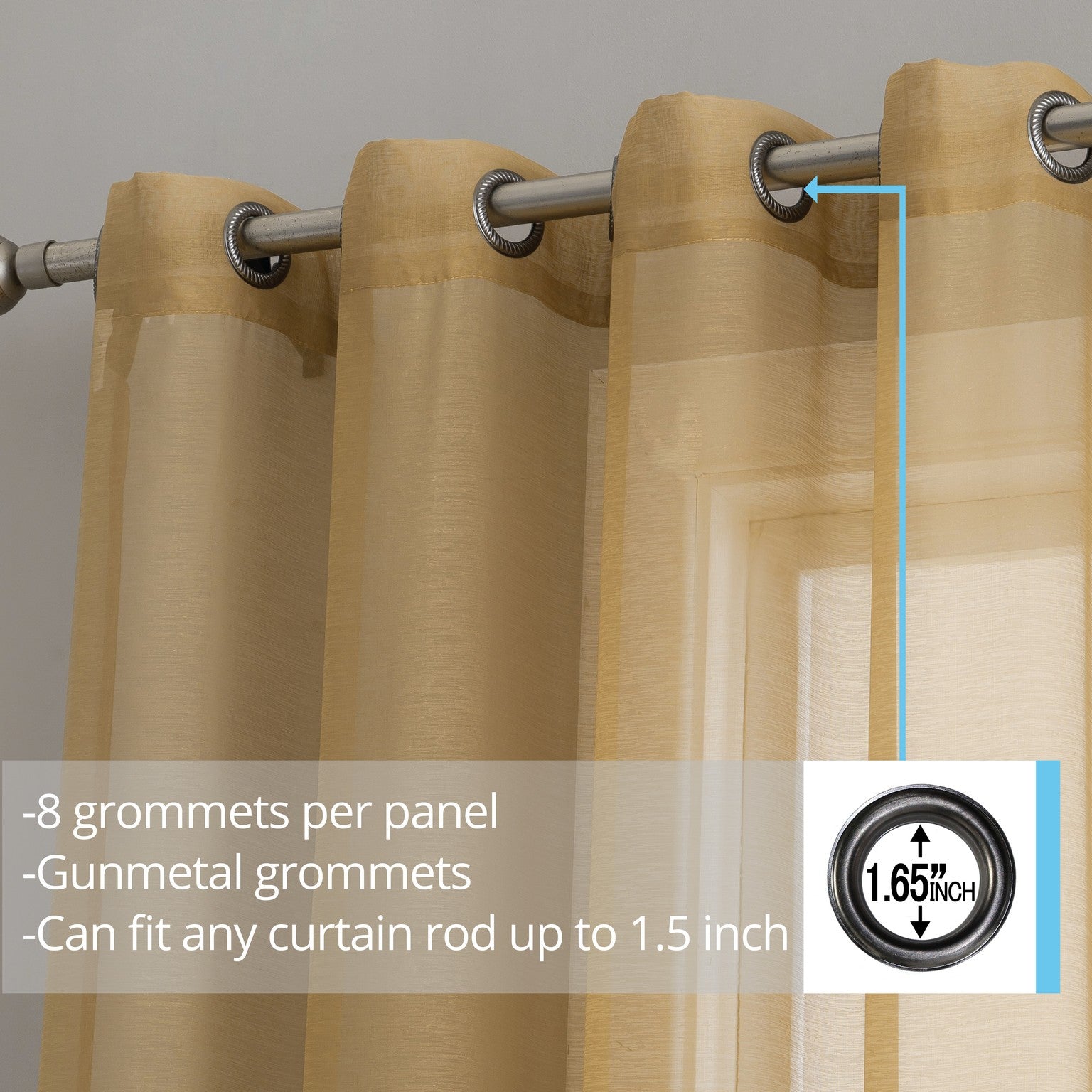 Victoria Semi-Sheer Grommet Curtain Panels