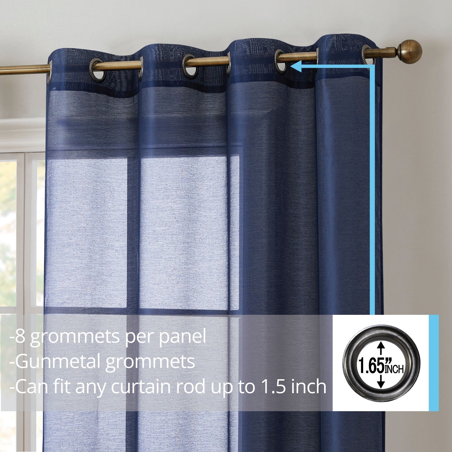 Victoria Semi-Sheer Grommet Curtain Panels