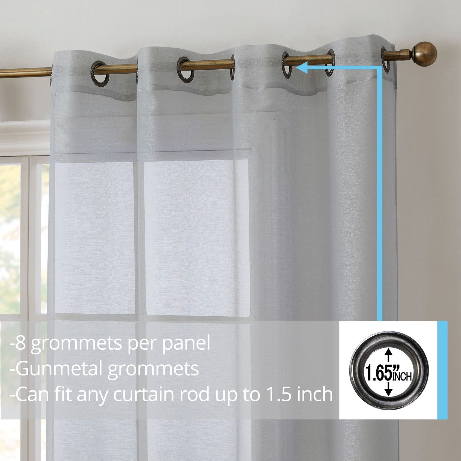 Victoria Semi-Sheer Grommet Curtain Panels