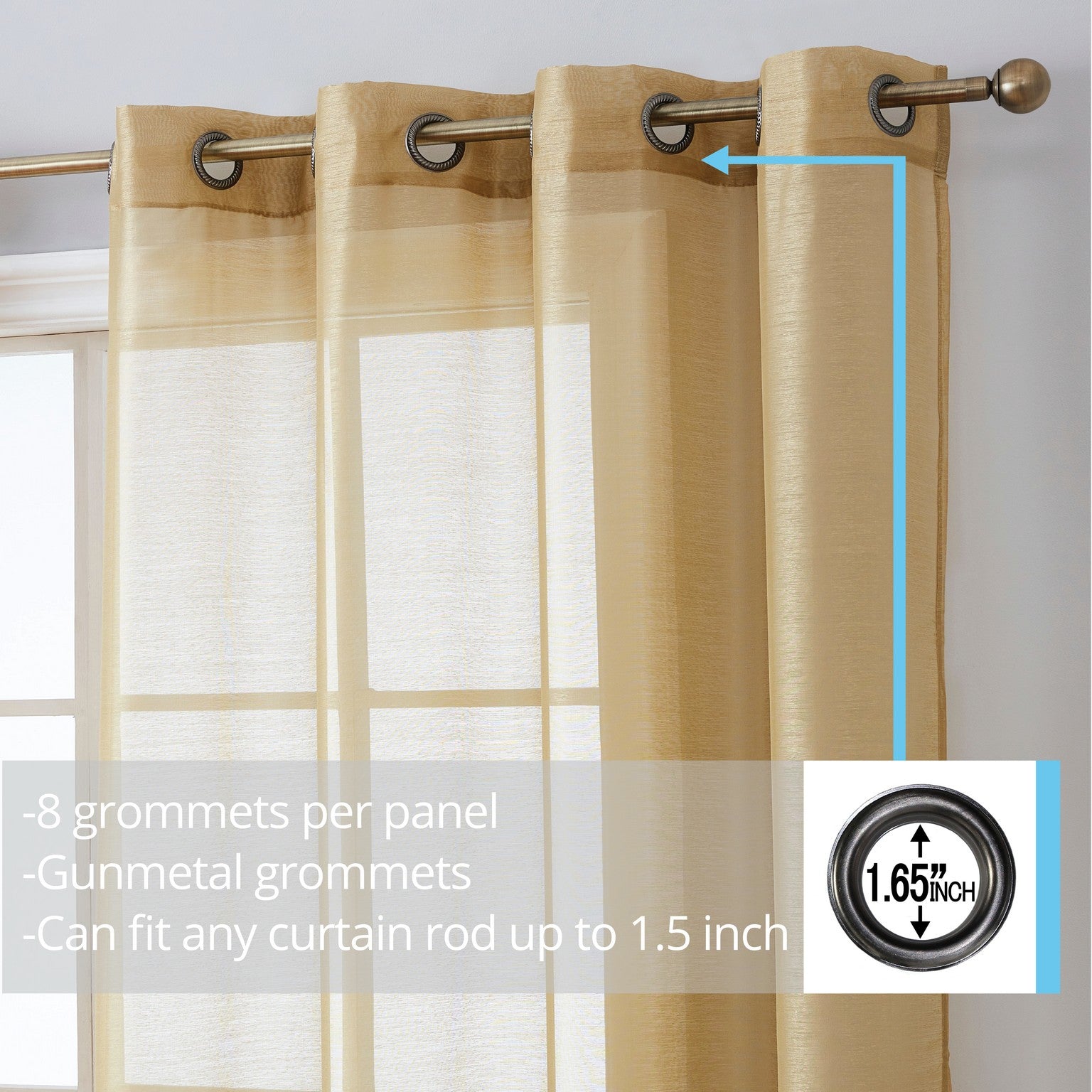 Victoria Semi-Sheer Grommet Curtain Panels