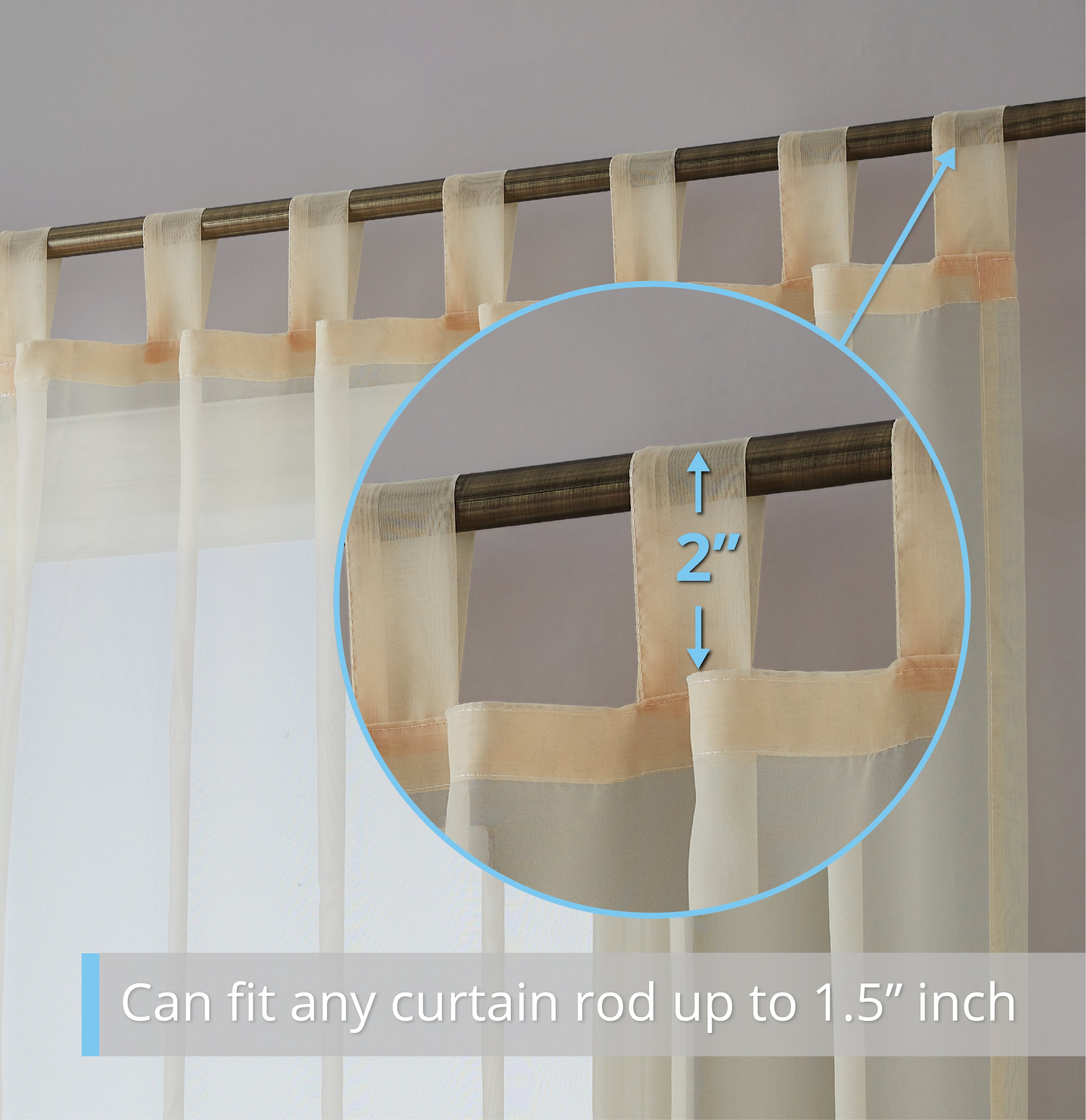 Sheer Voile Tab Top Curtain Panels