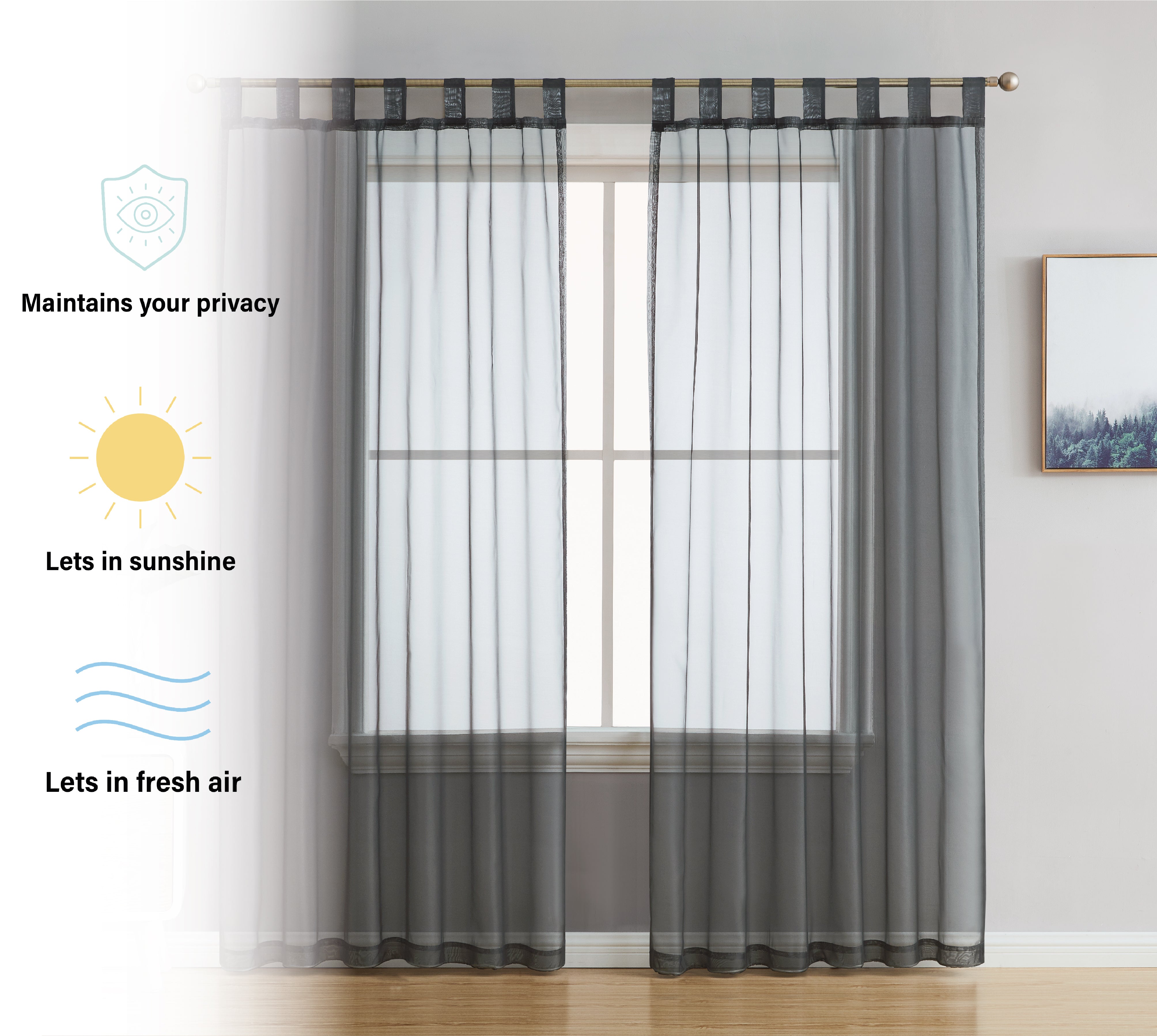 Sheer Voile Tab Top Curtain Panels