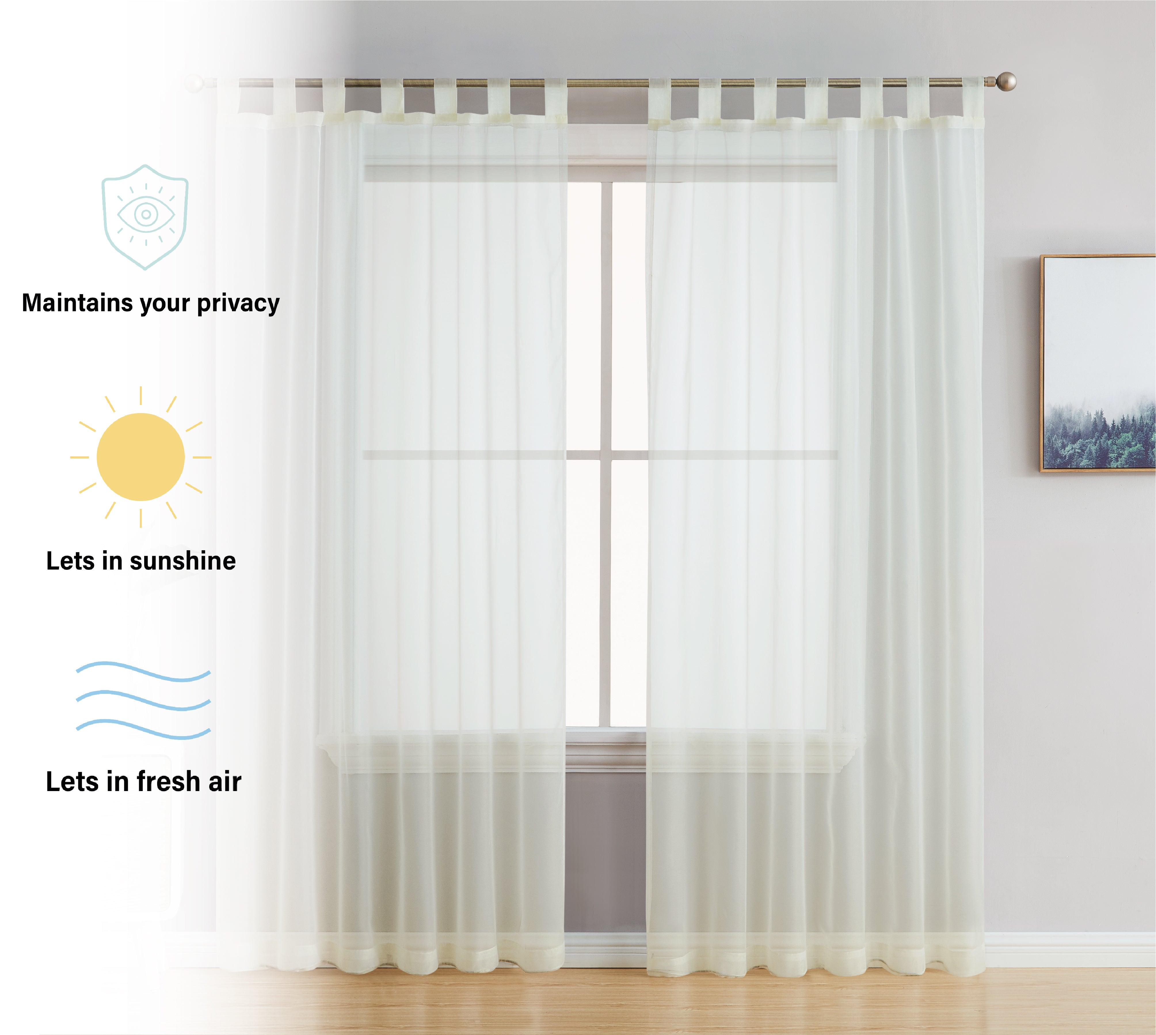 Sheer Voile Tab Top Curtain Panels