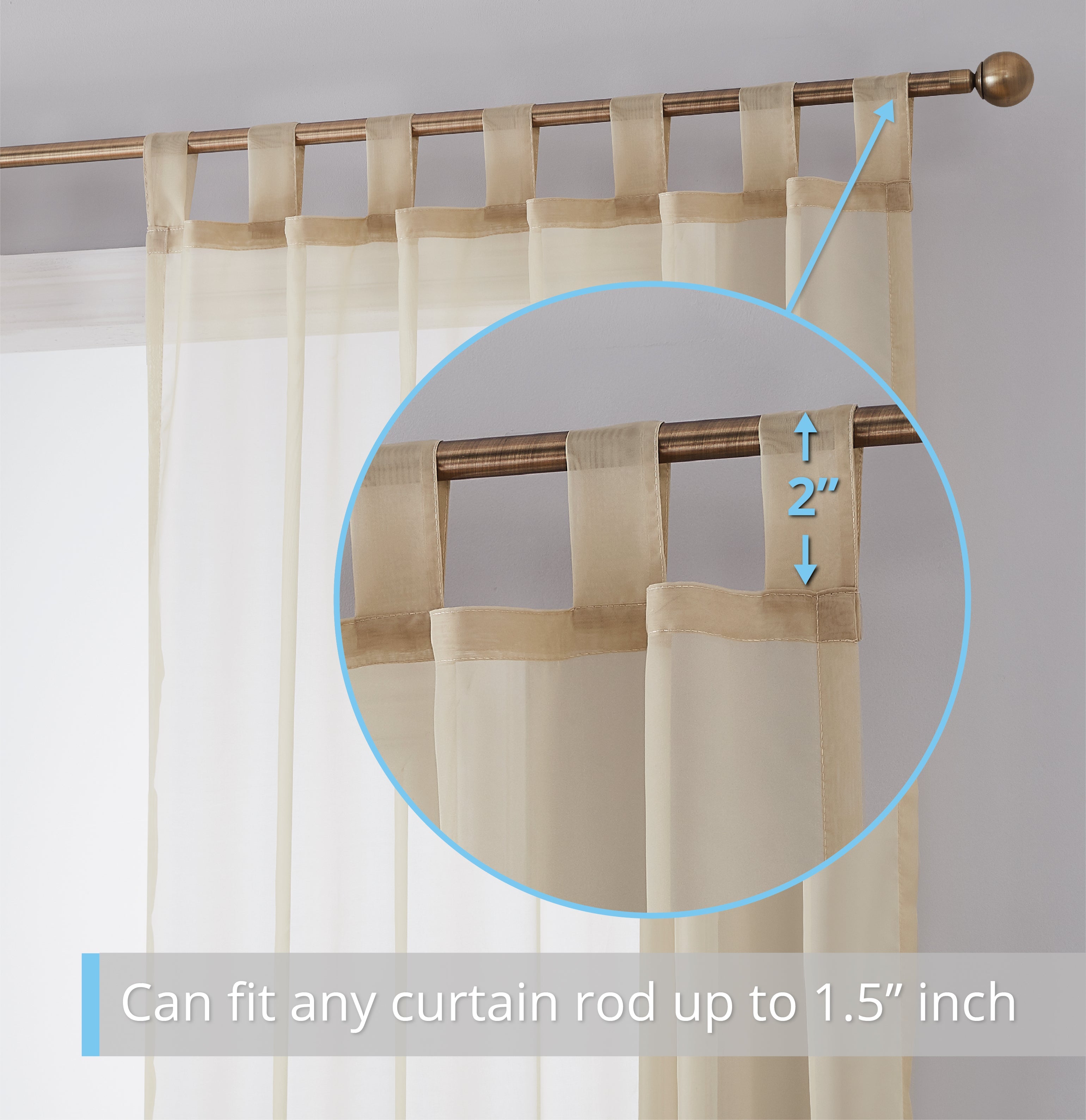 Sheer Voile Tab Top Curtain Panels