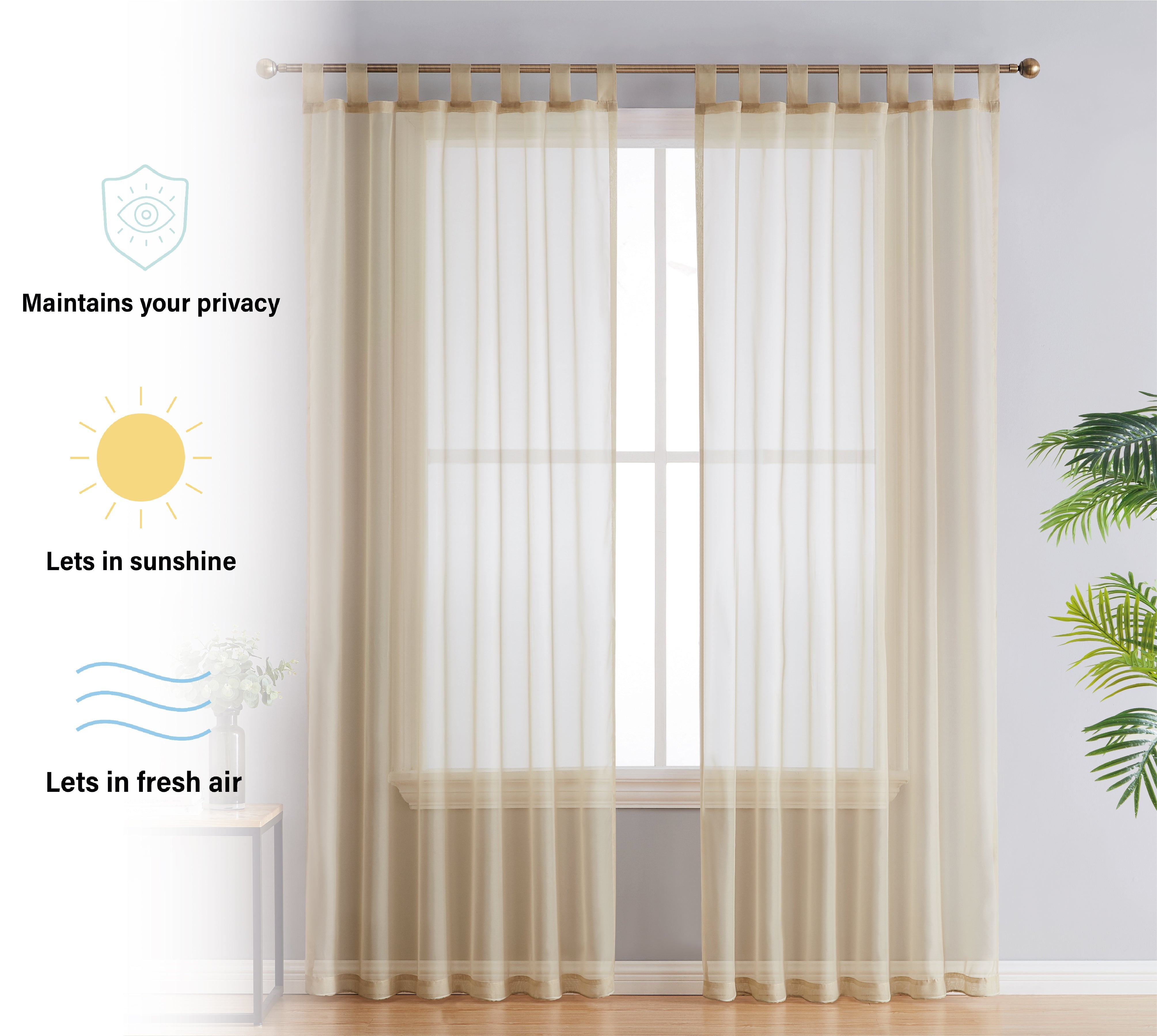Sheer Voile Tab Top Curtain Panels