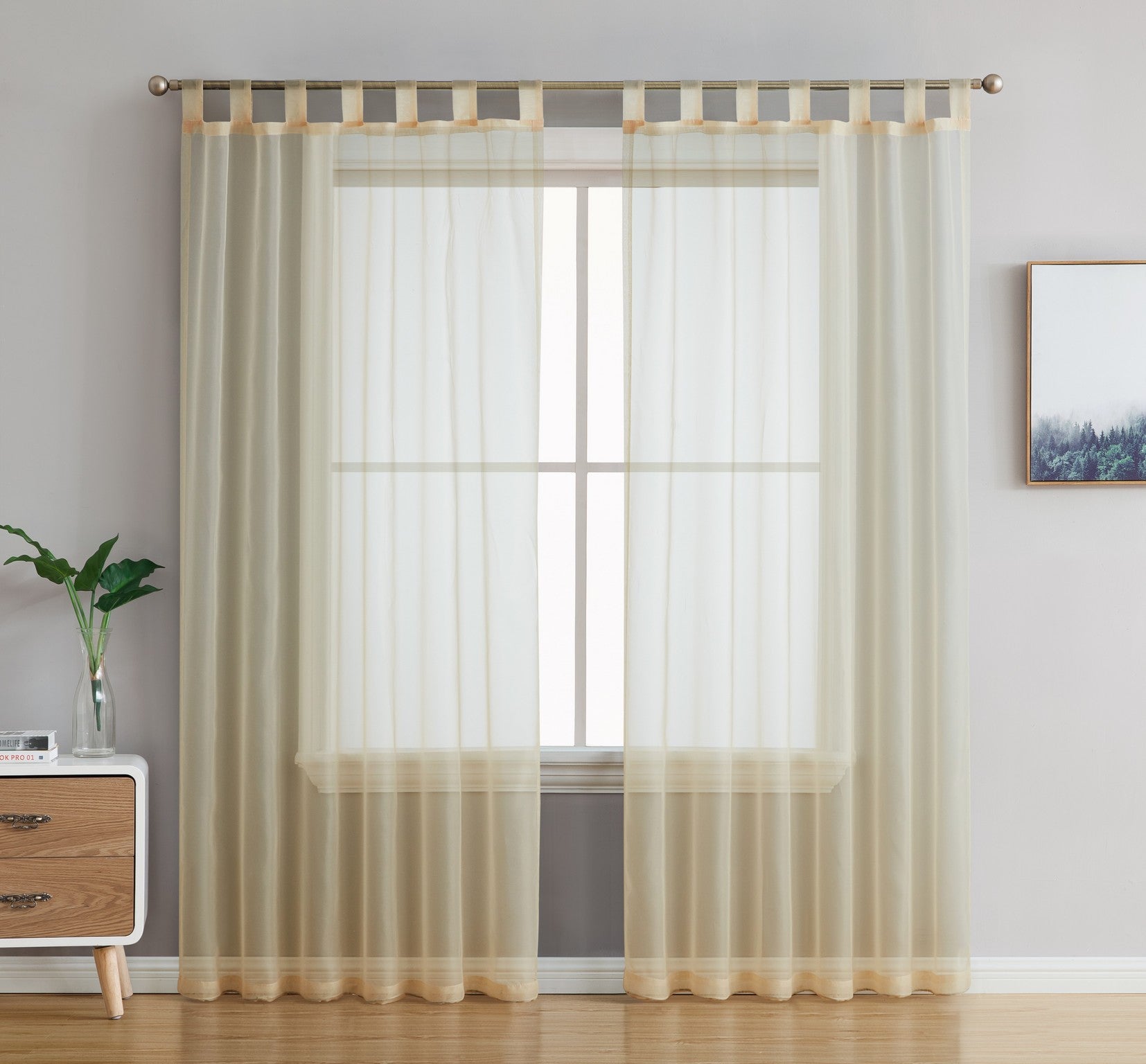 Sheer Voile Tab Top Curtain Panels