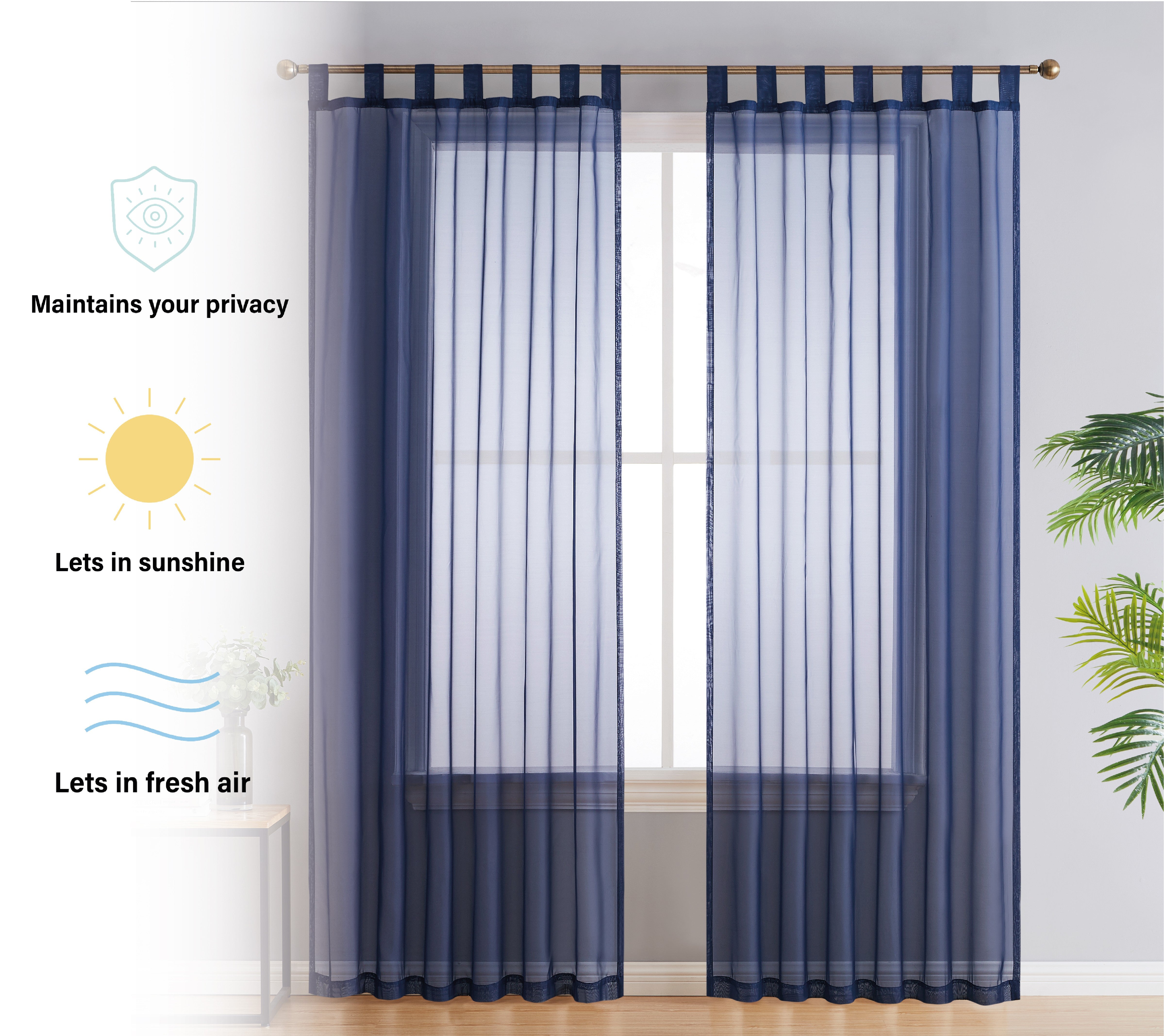Sheer Voile Tab Top Curtain Panels