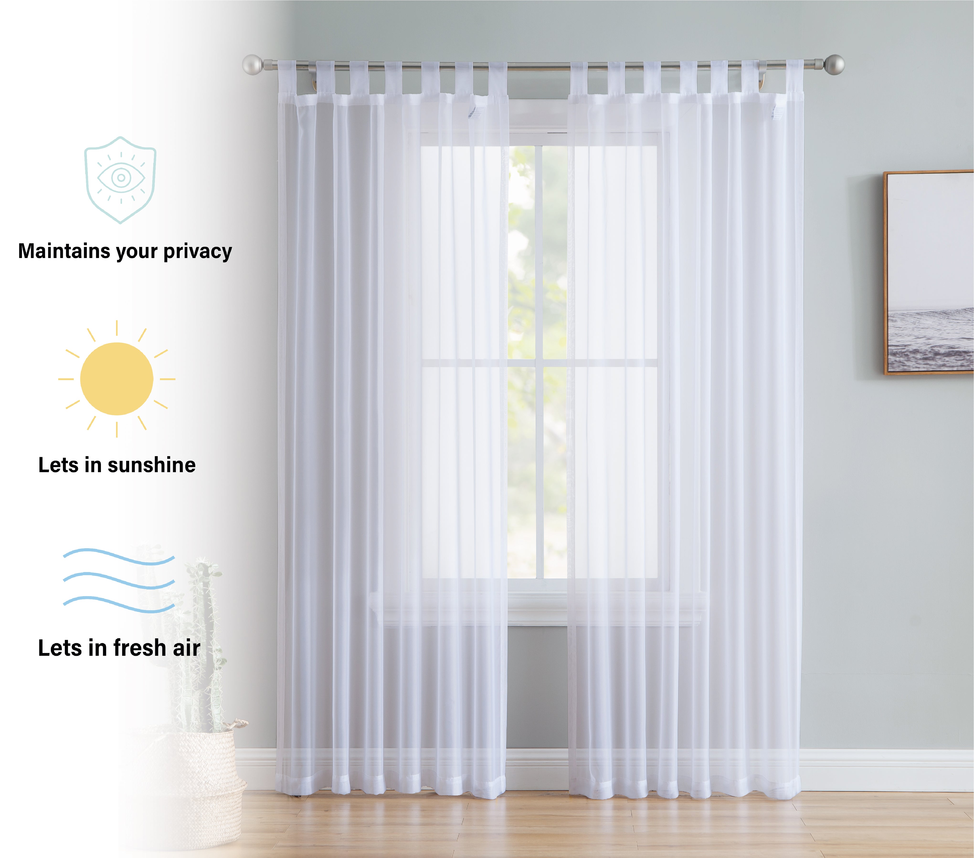 Sheer Voile Tab Top Curtain Panels