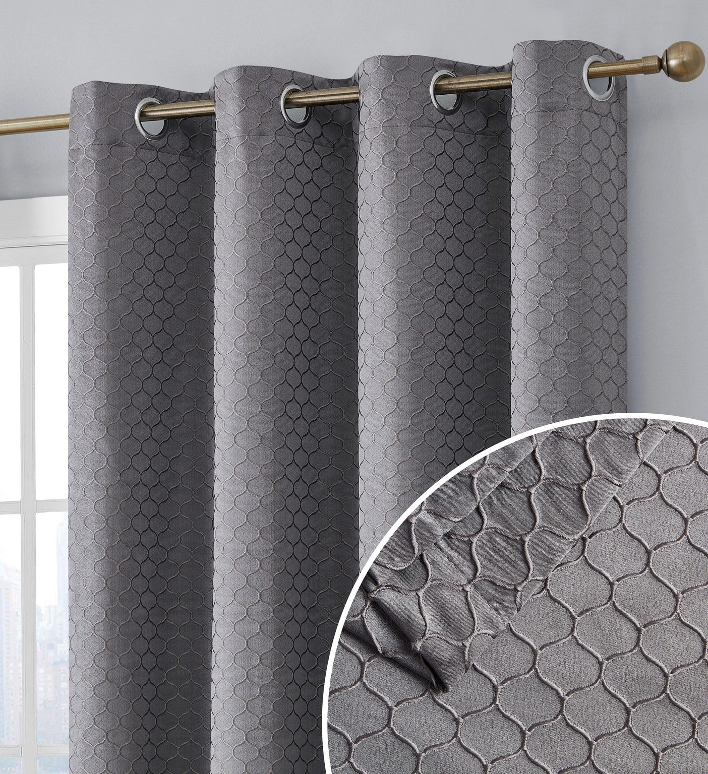 Siena Geometric 100% Blackout Grommet Curtains