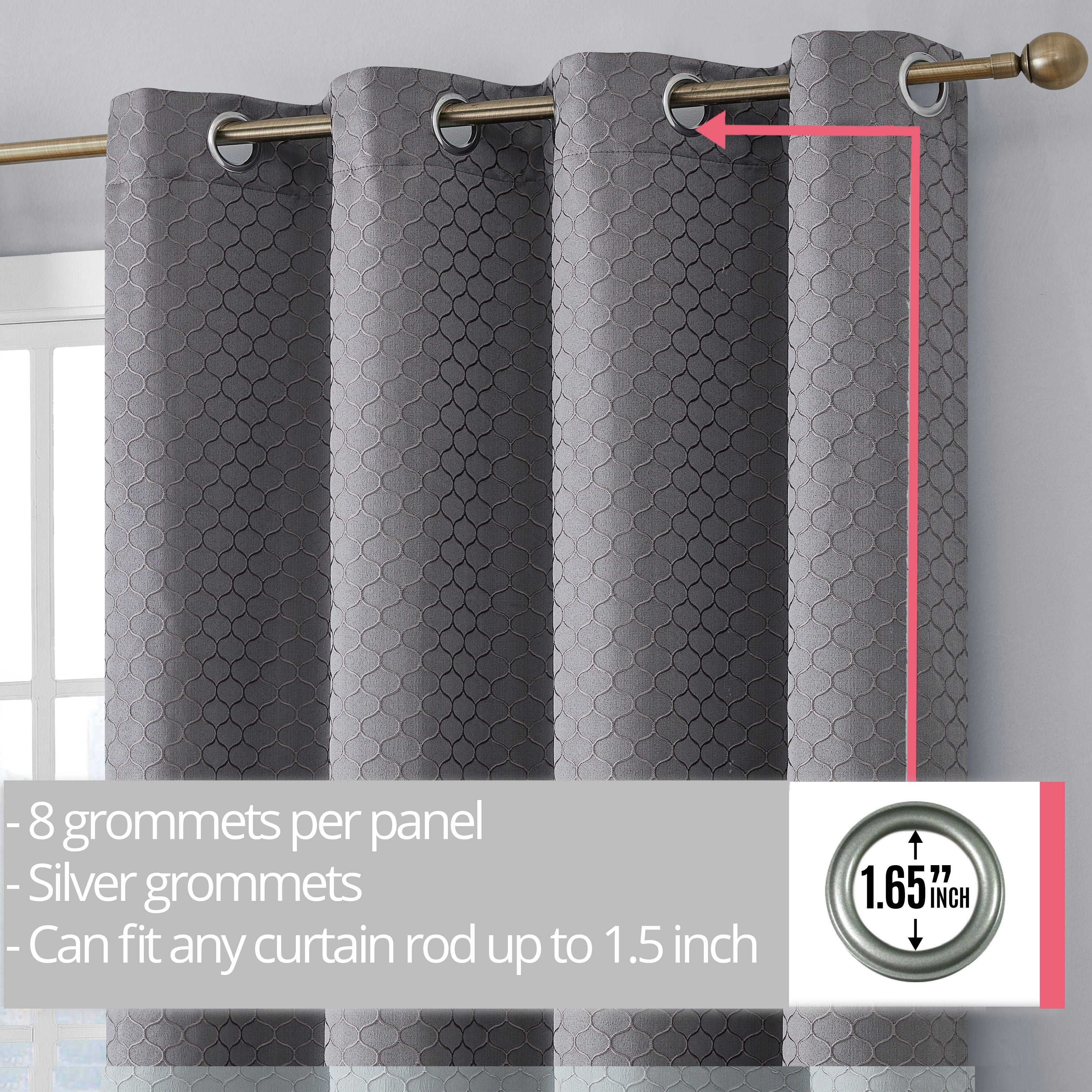 Siena Geometric 100% Blackout Grommet Curtains