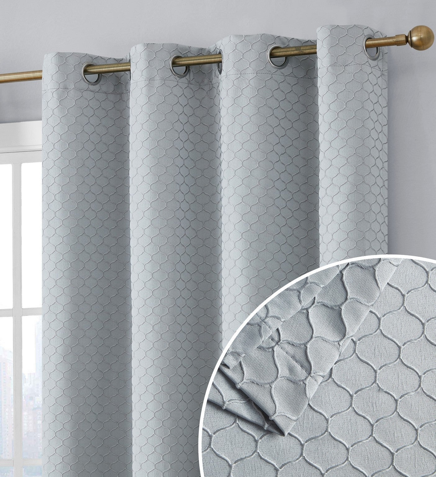 Siena Geometric 100% Blackout Grommet Curtains