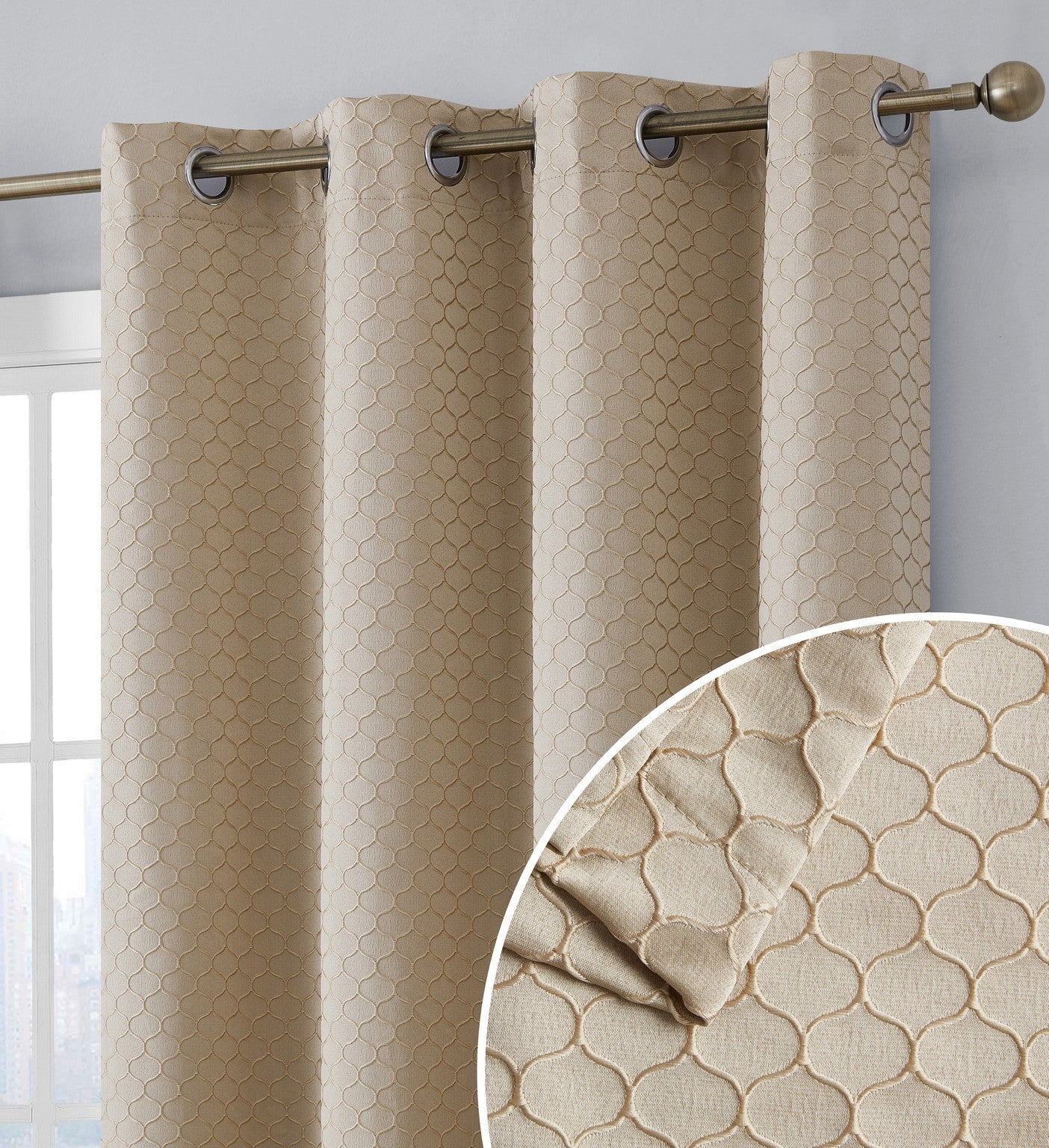 Siena Geometric 100% Blackout Grommet Curtains