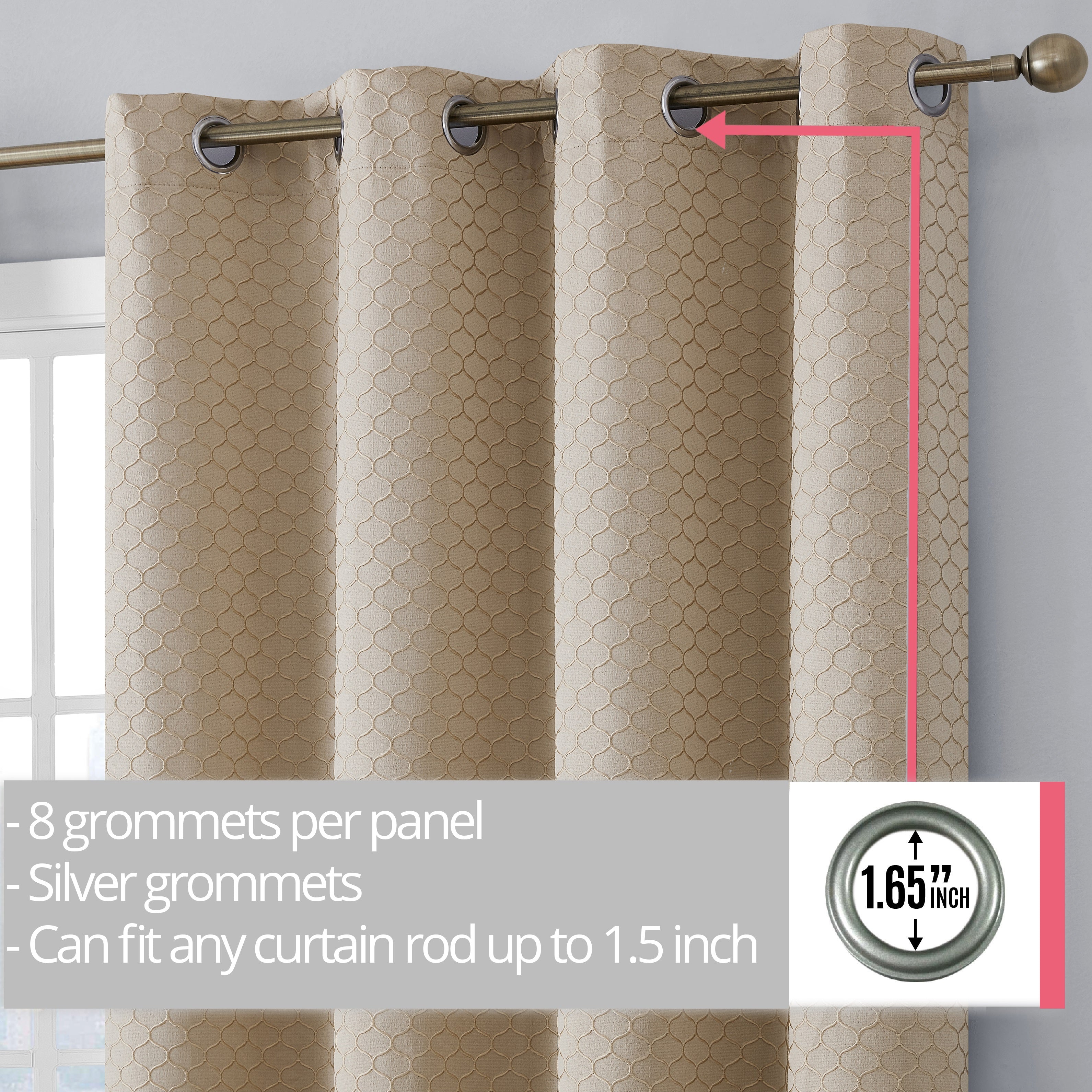 Siena Geometric 100% Blackout Grommet Curtains