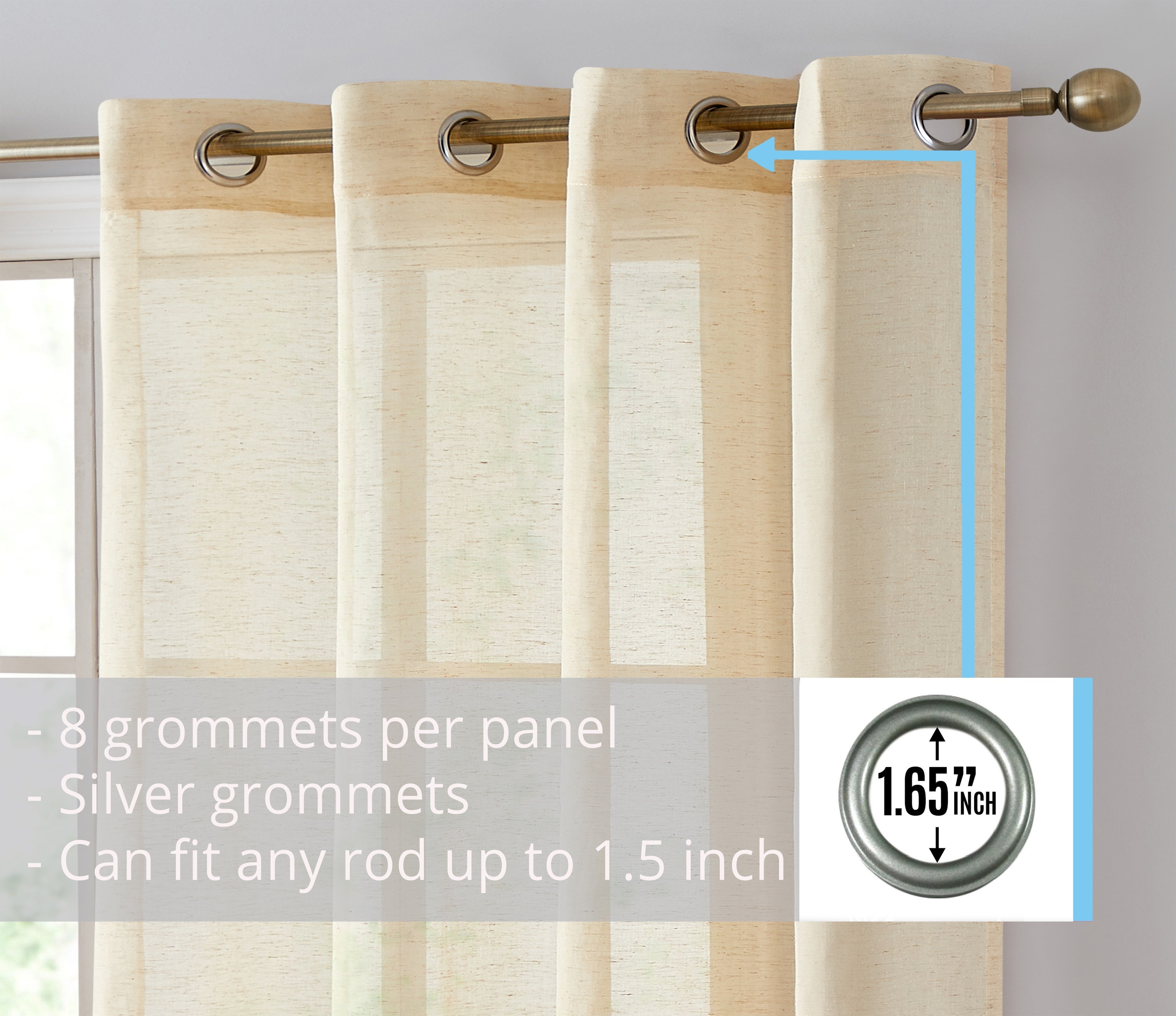Sierra Linen Sheer Grommet Curtain Panels