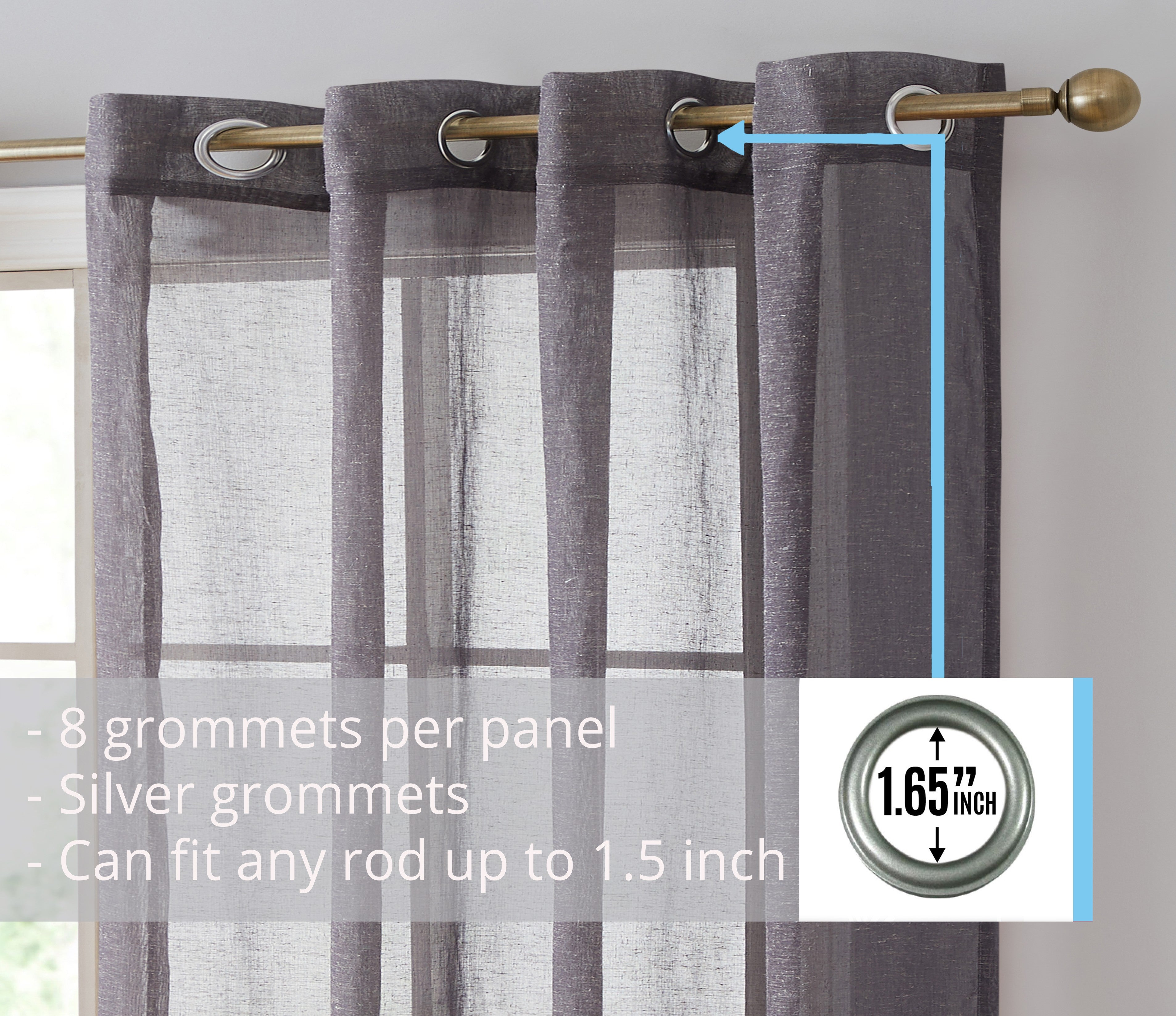 Sierra Linen Sheer Grommet Curtain Panels