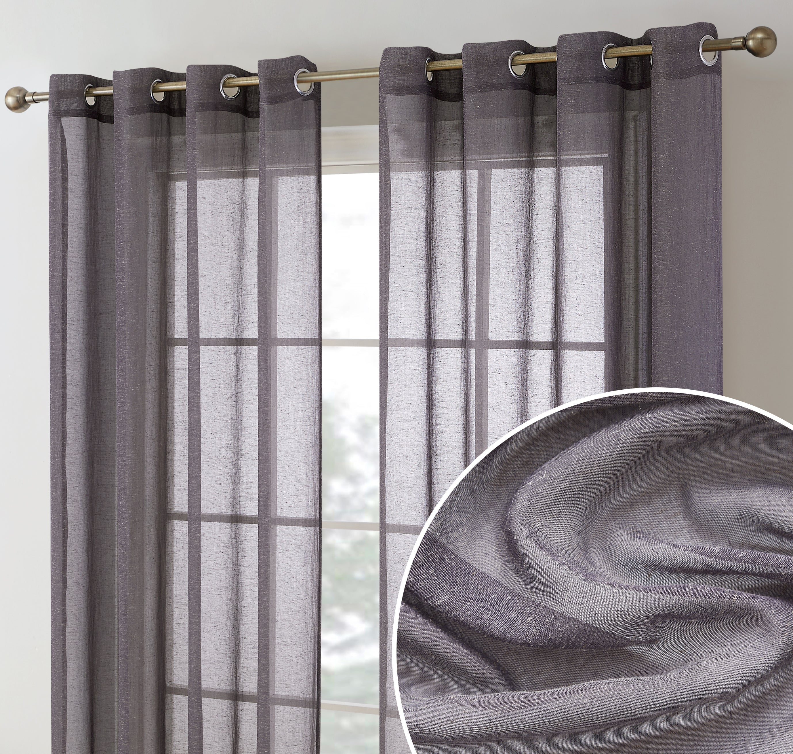 Sierra Linen Sheer Grommet Curtain Panels