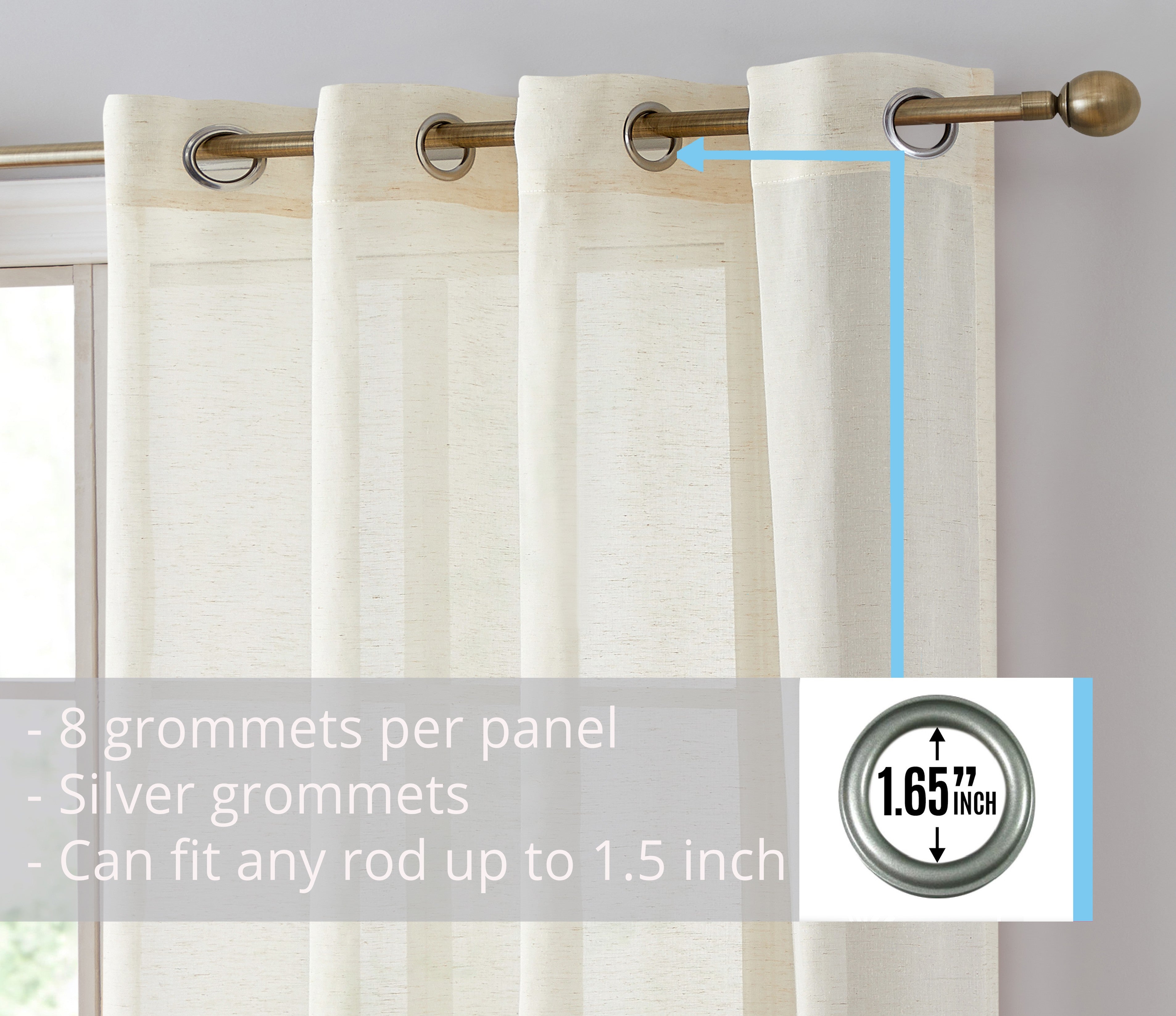 Sierra Linen Sheer Grommet Curtain Panels