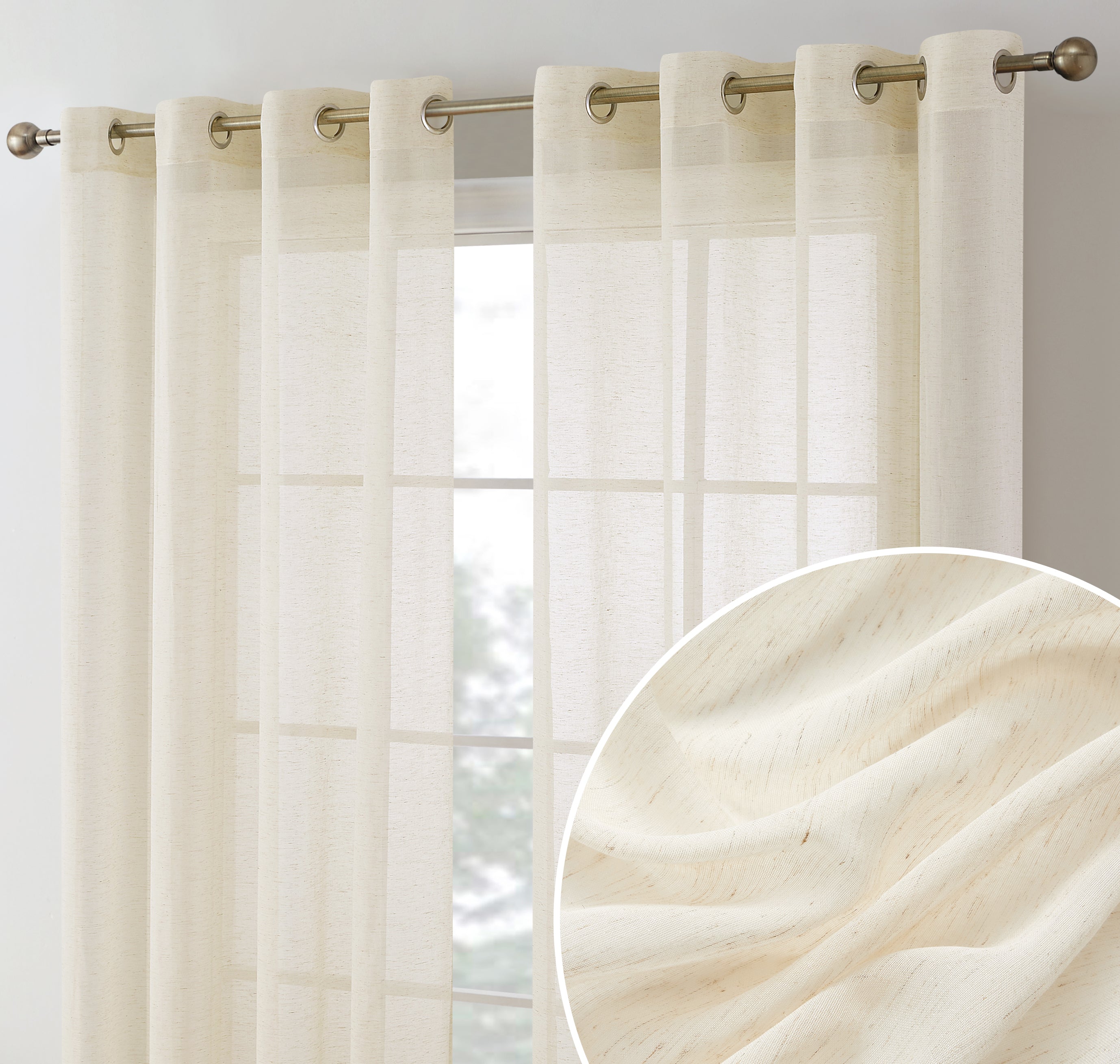 Sierra Linen Sheer Grommet Curtain Panels