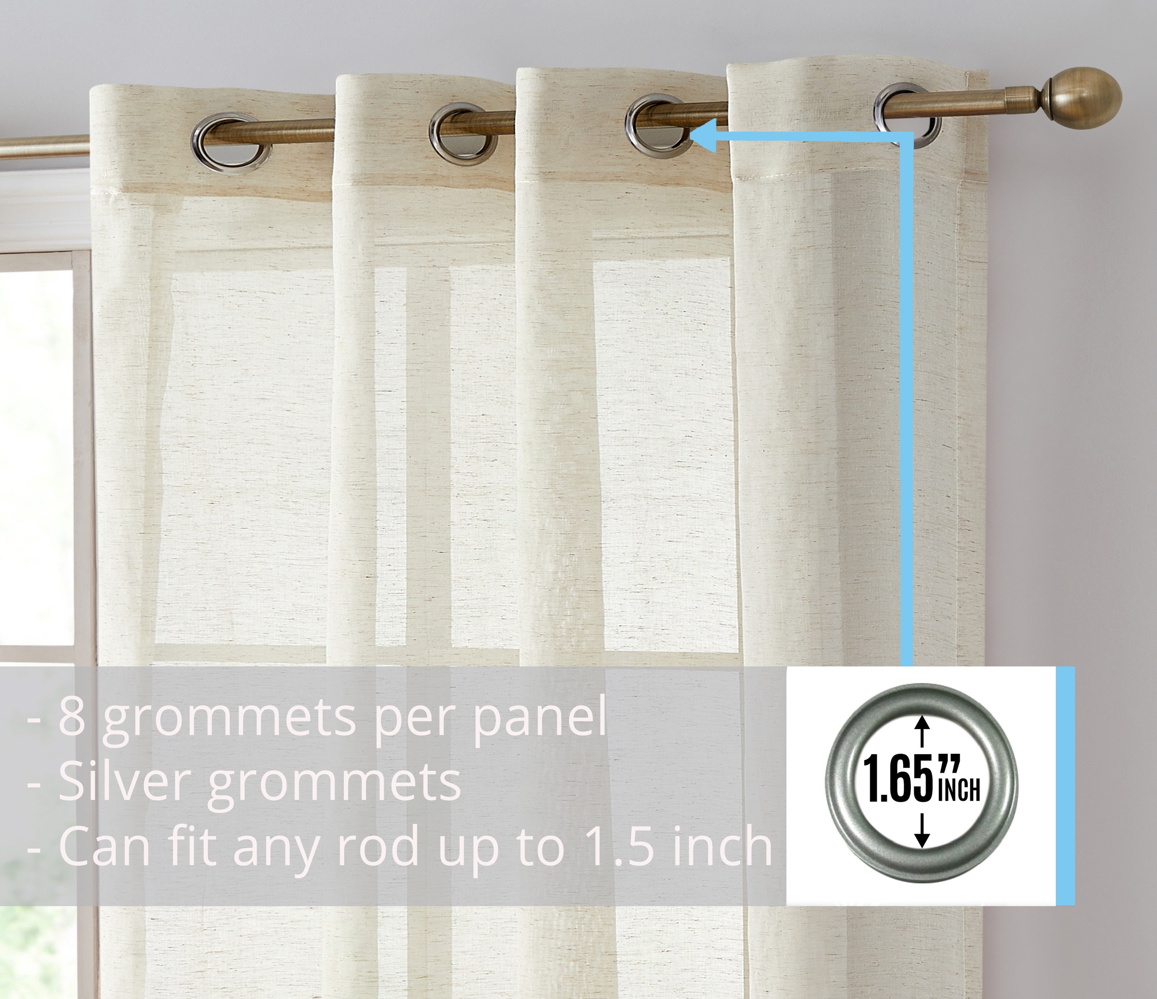 Sierra Linen Sheer Grommet Curtain Panels