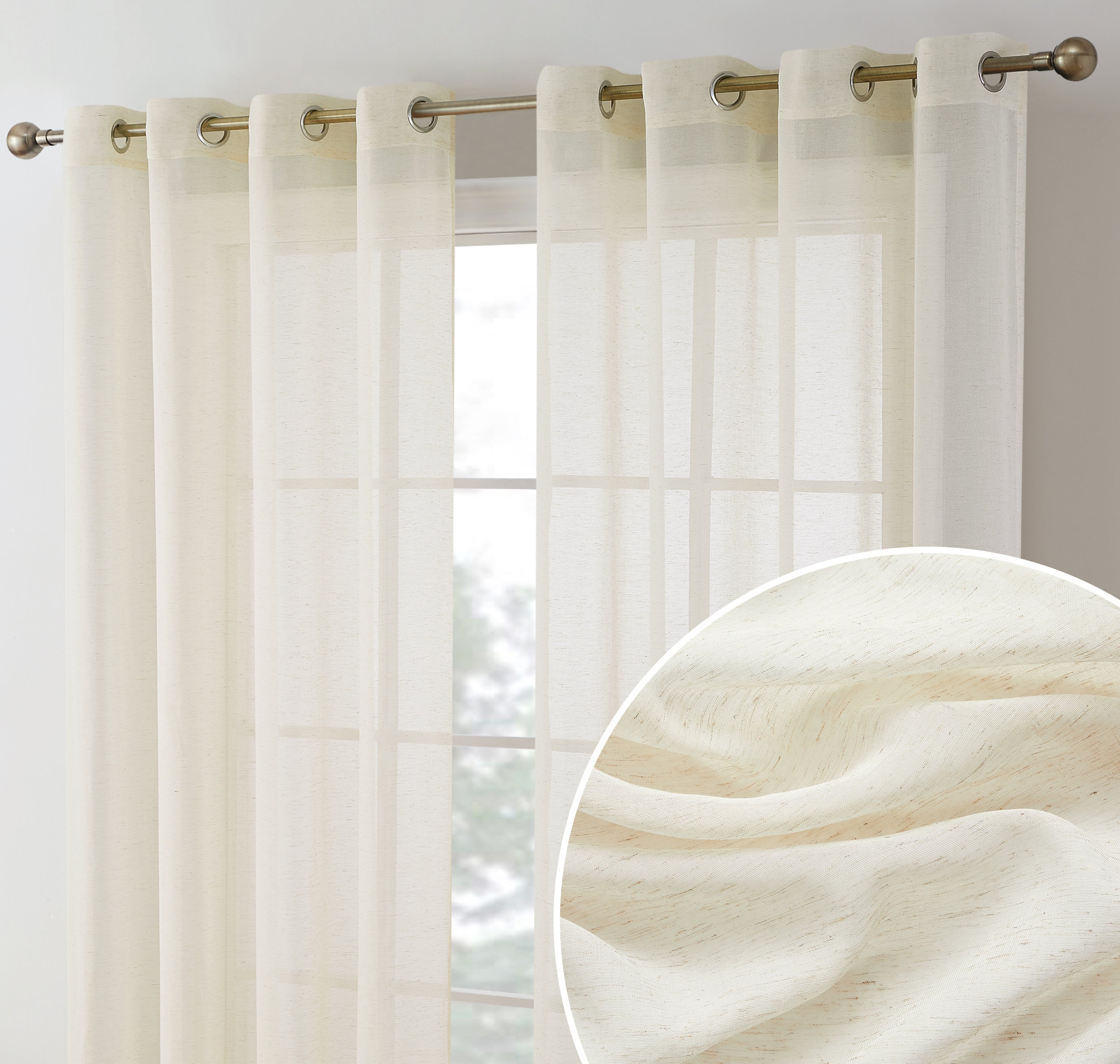Sierra Linen Sheer Grommet Curtain Panels