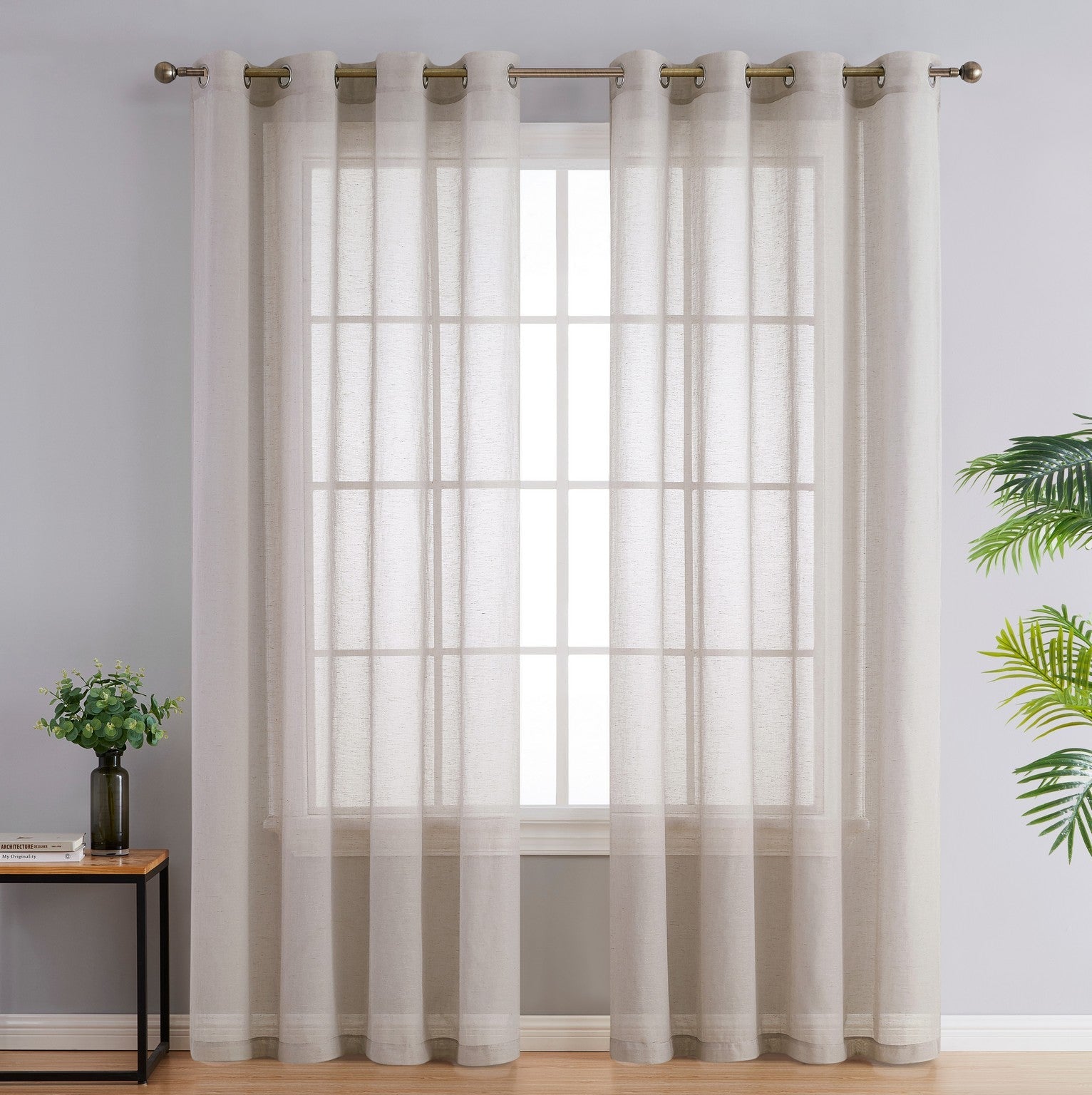 Sierra Linen Sheer Grommet Curtain Panels