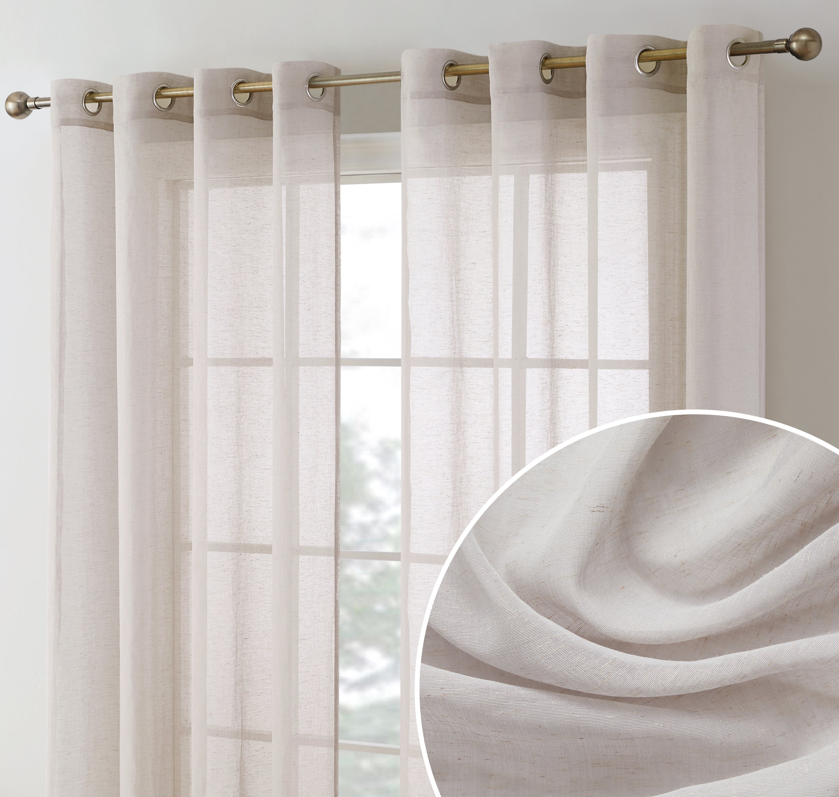 Sierra Linen Sheer Grommet Curtain Panels