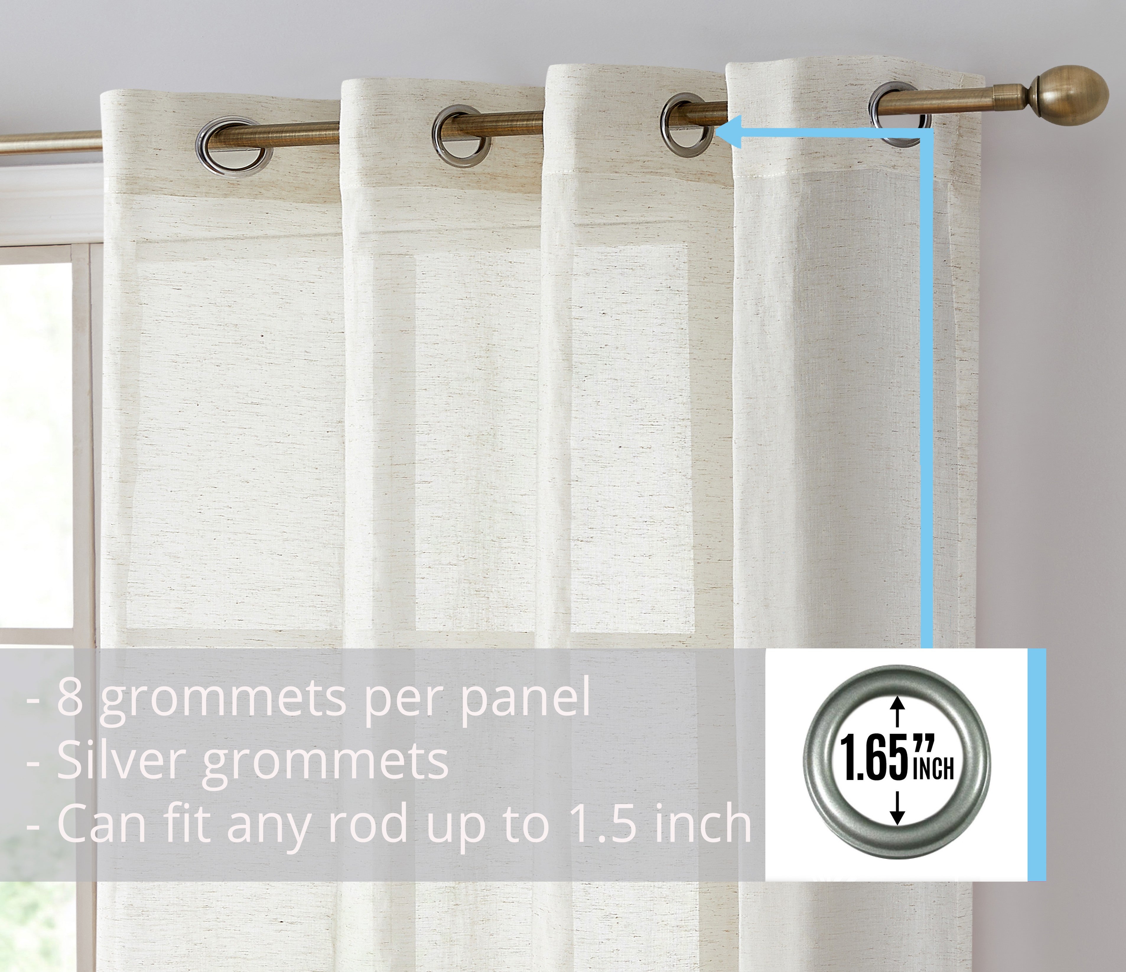 Sierra Linen Sheer Grommet Curtain Panels