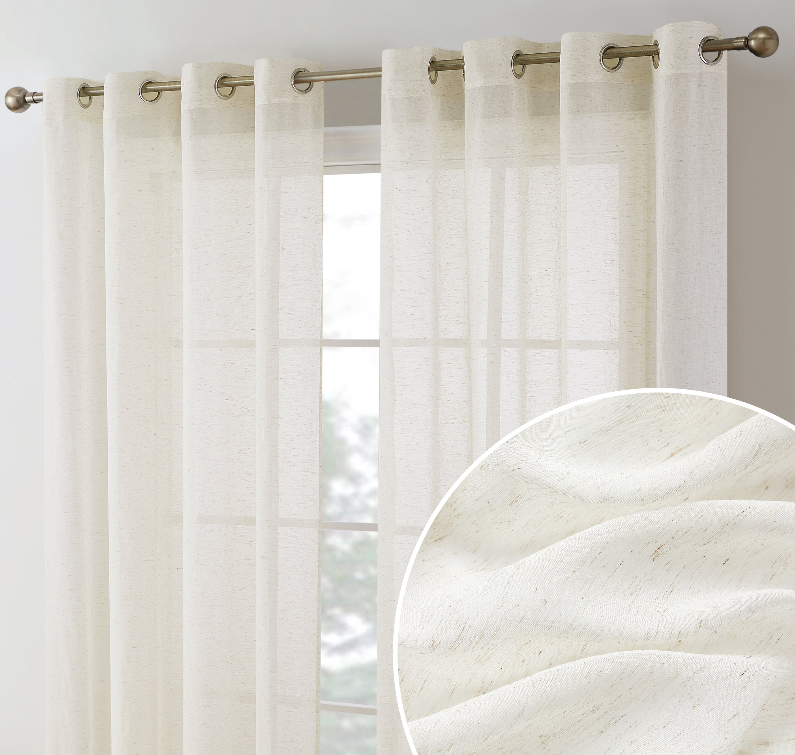 Sierra Linen Sheer Grommet Curtain Panels