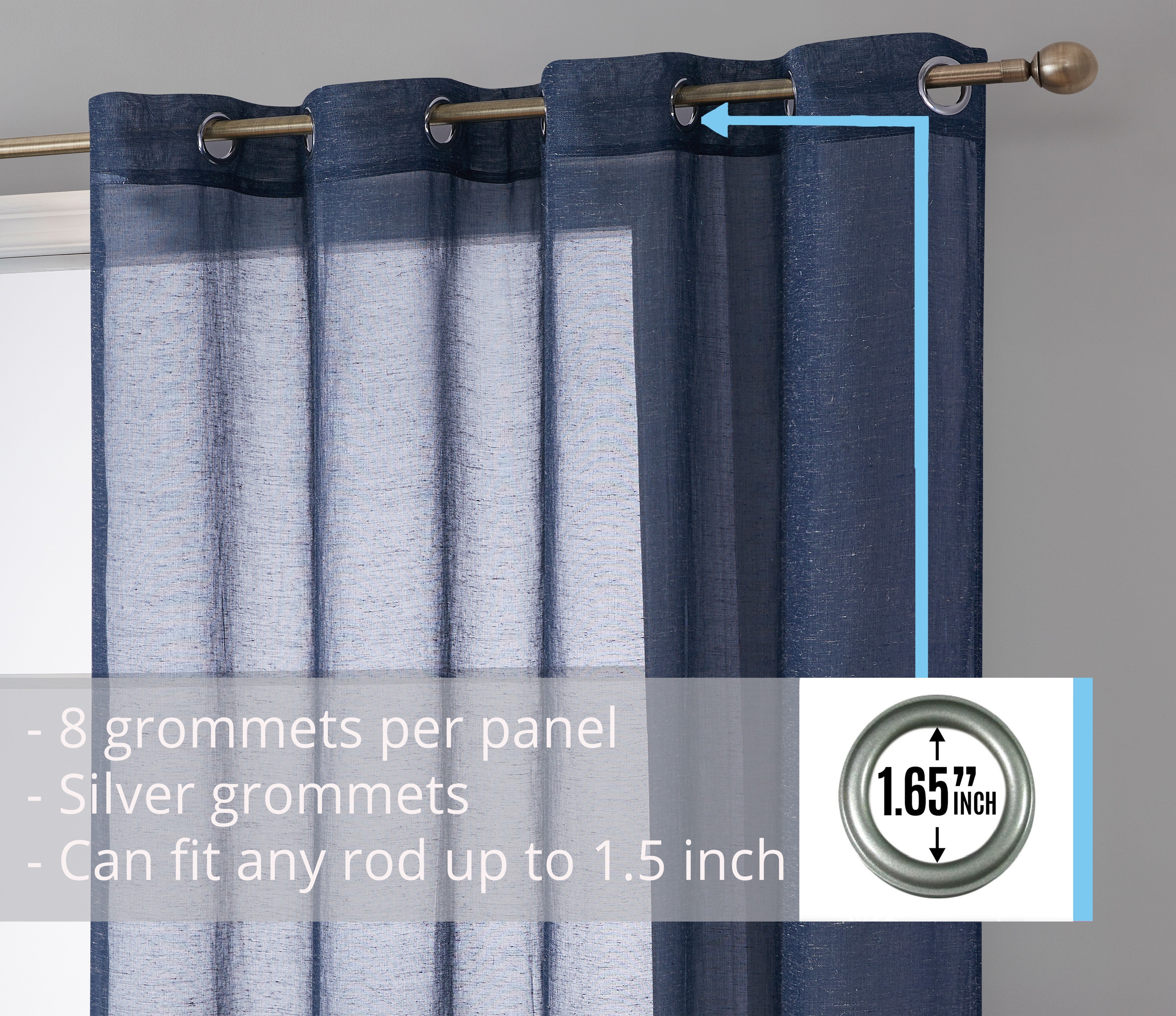 Sierra Linen Sheer Grommet Curtain Panels