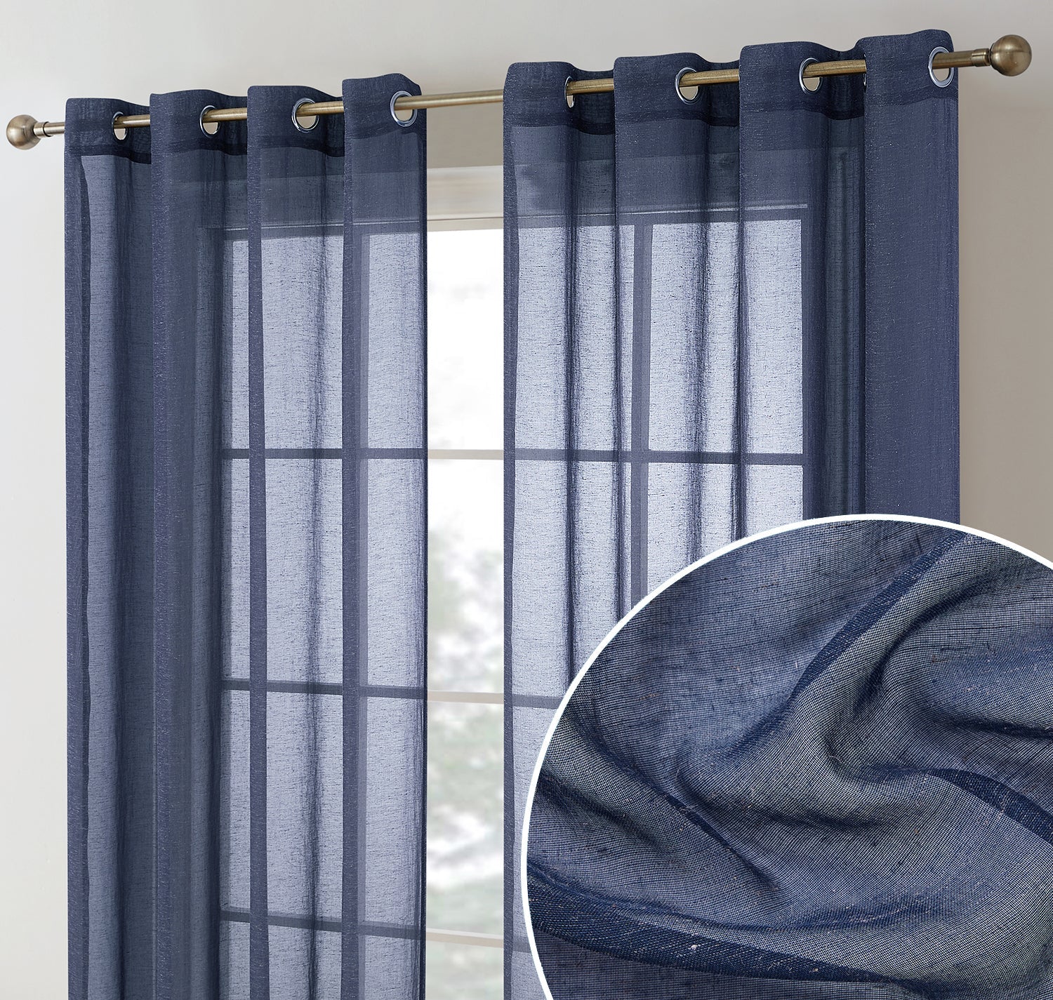 Sierra Linen Sheer Grommet Curtain Panels