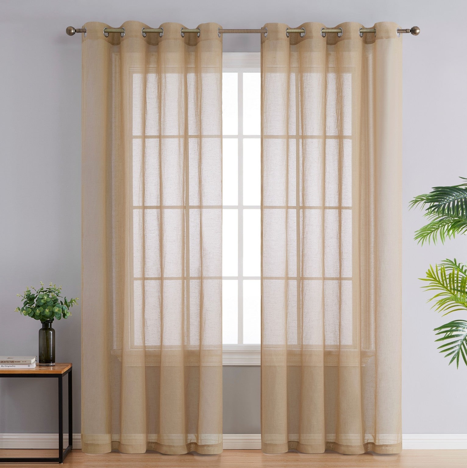 Sierra Linen Sheer Grommet Curtain Panels