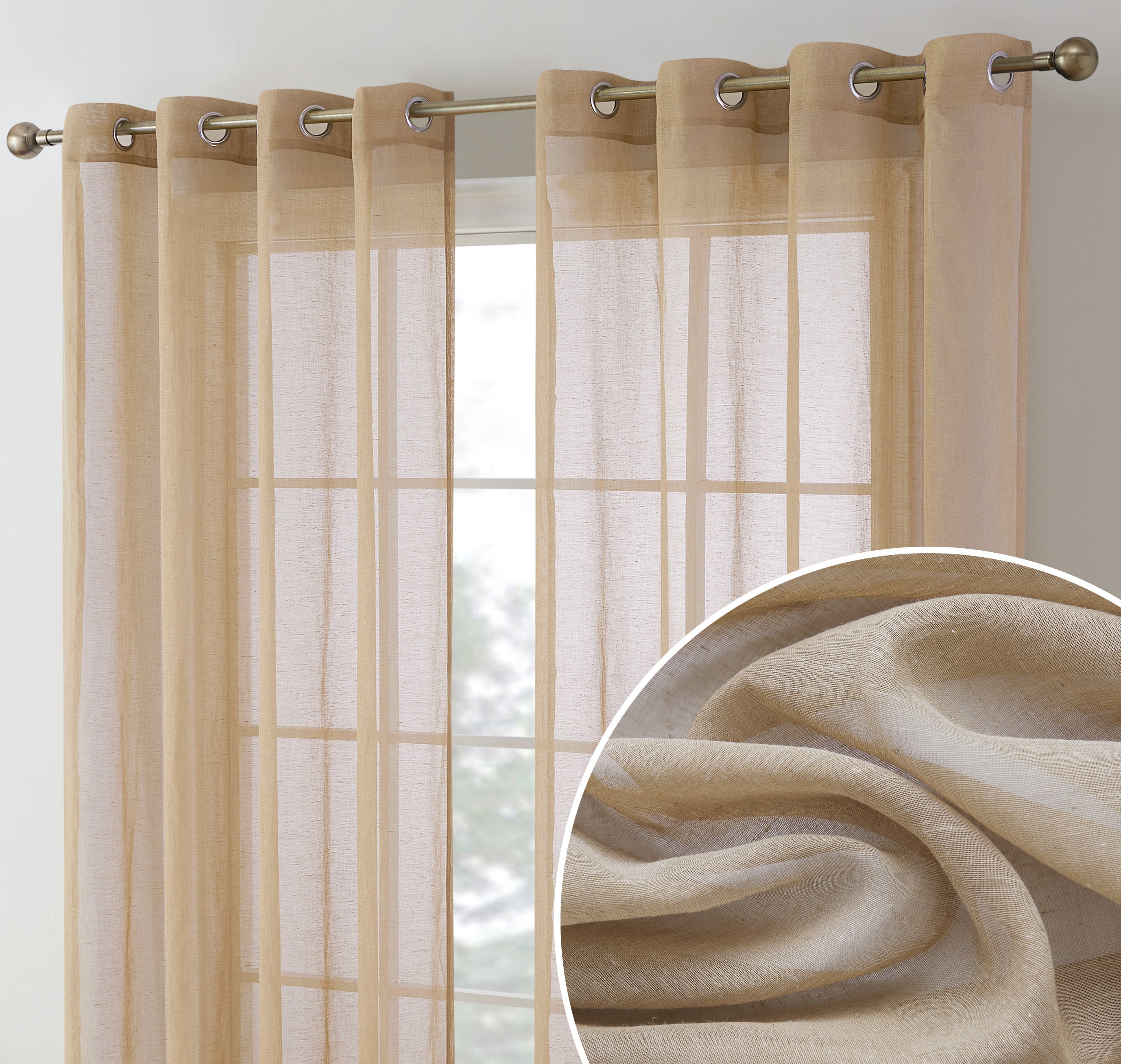 Sierra Linen Sheer Grommet Curtain Panels