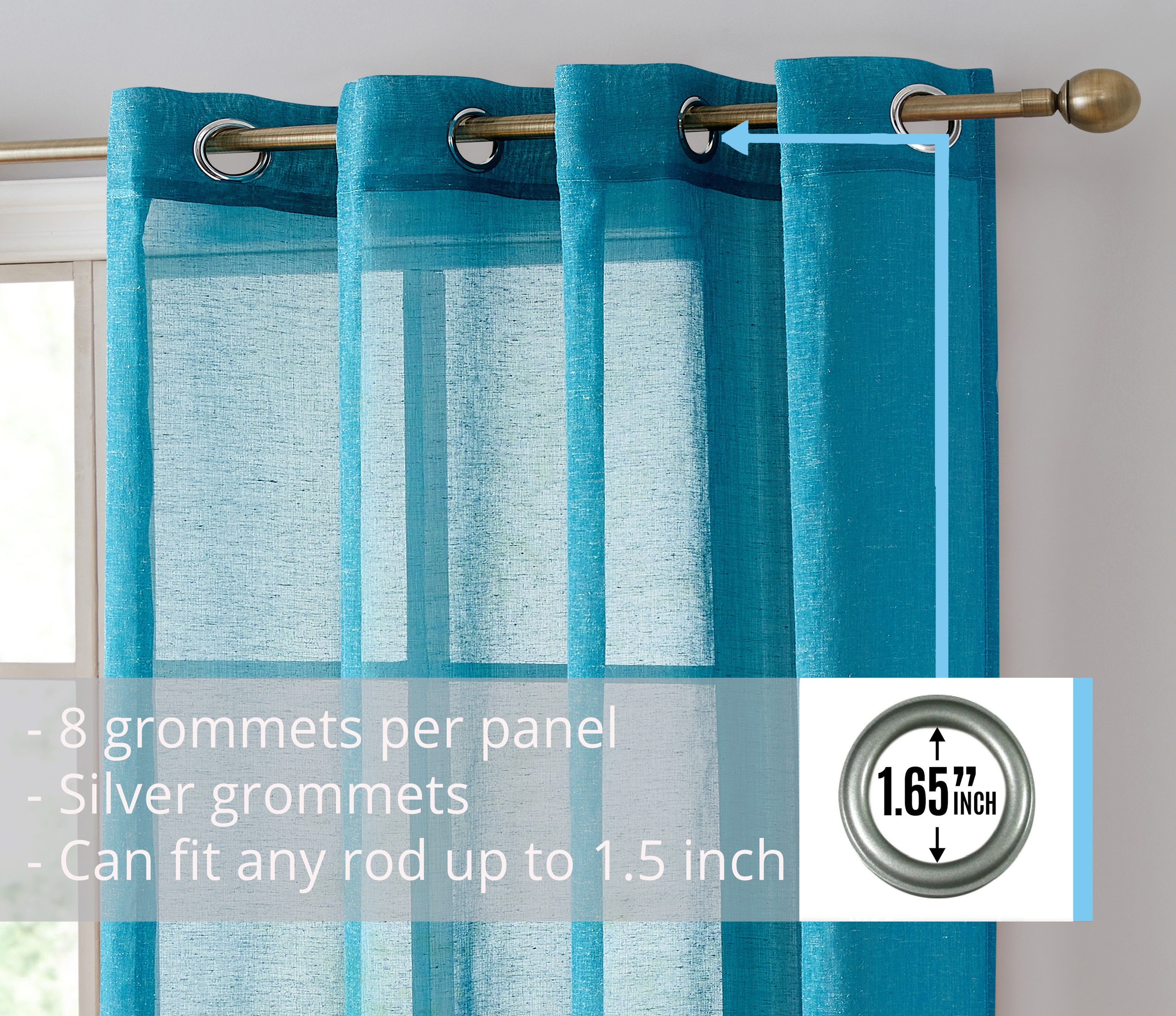 Sierra Linen Sheer Grommet Curtain Panels