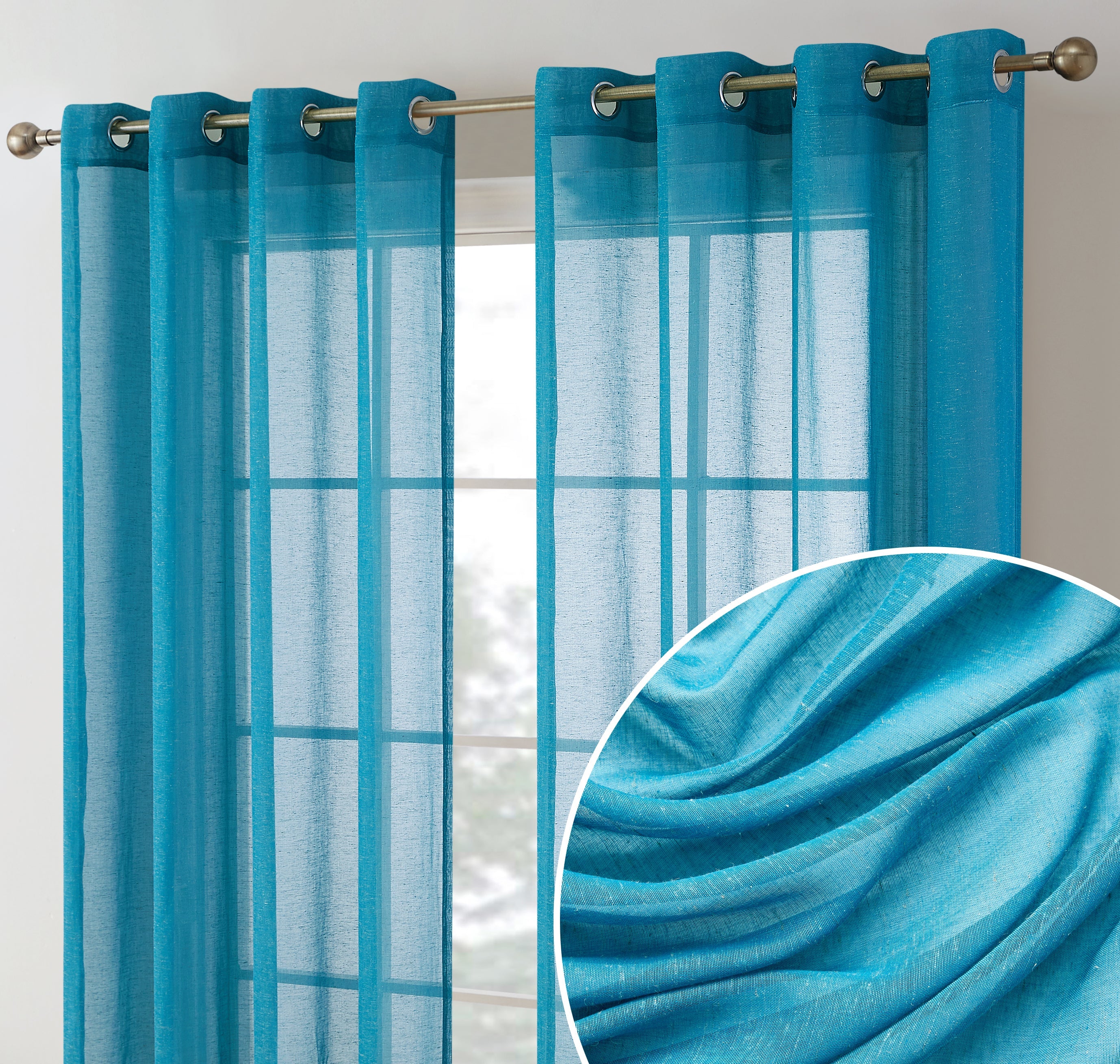 Sierra Linen Sheer Grommet Curtain Panels