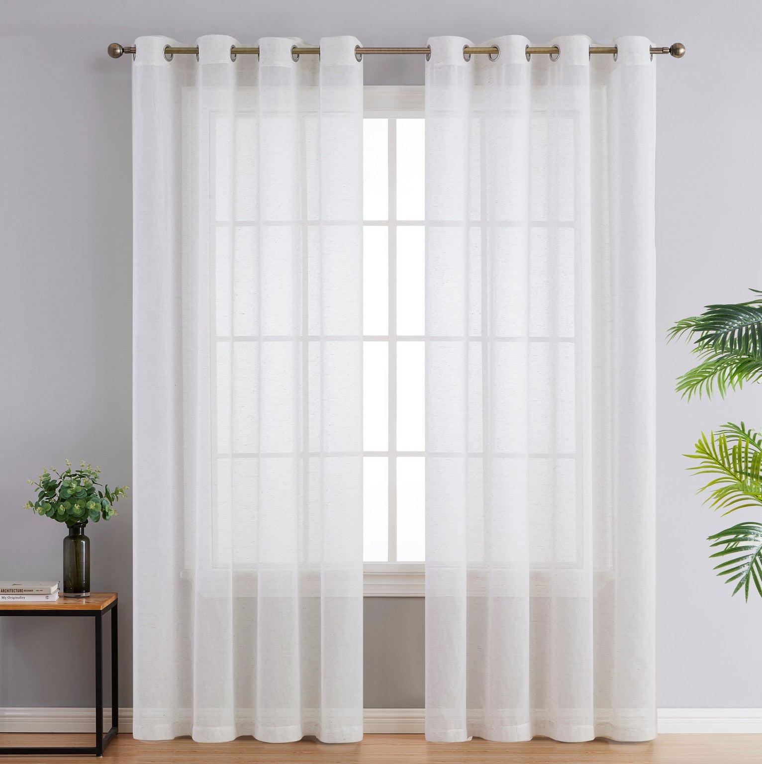 Sierra Linen Sheer Grommet Curtain Panels