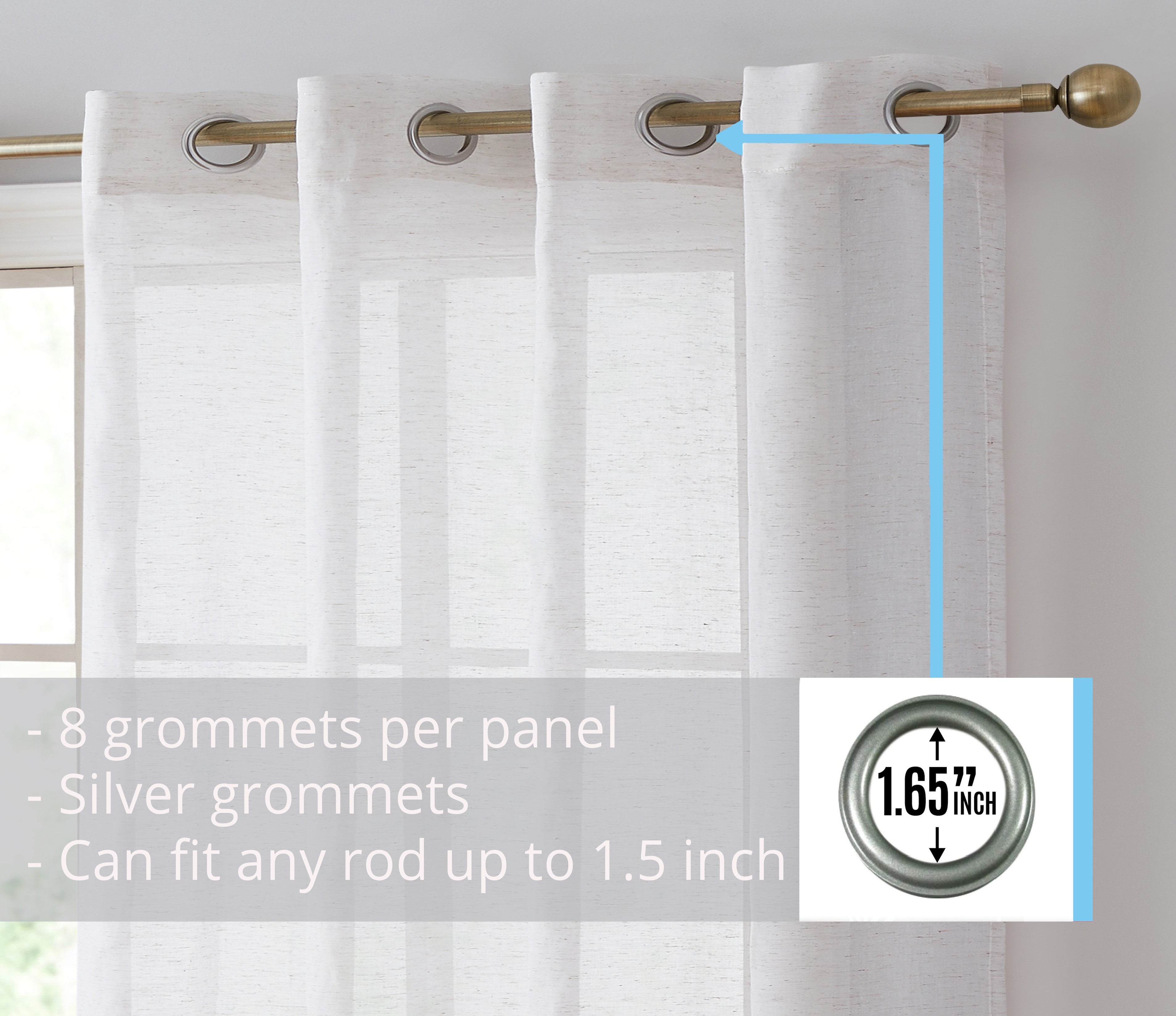 Sierra Linen Sheer Grommet Curtain Panels